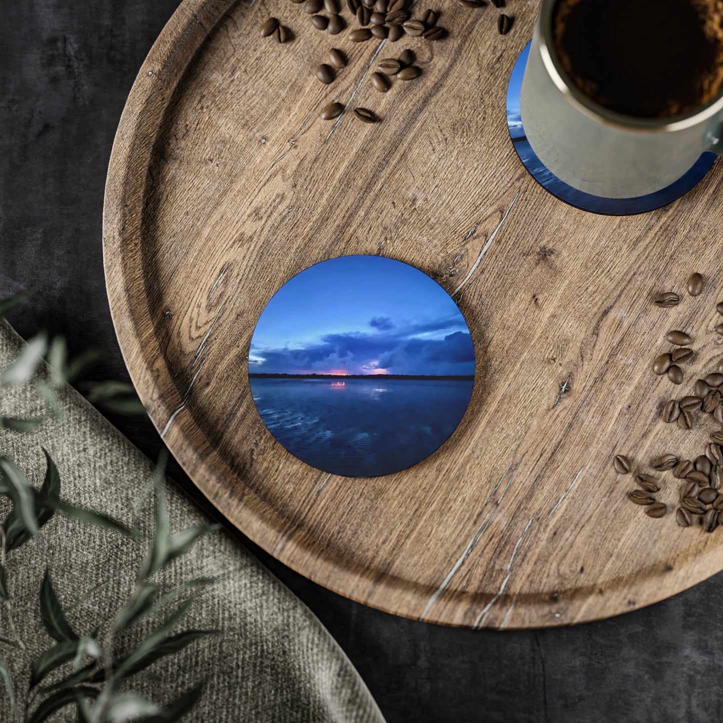 Serene Sunset Coasters - Set of 4 Decorative Drink Mats for Home Decor