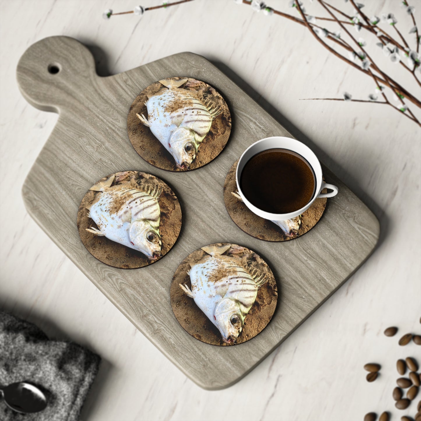 Fishing-Inspired Scat Fish Coasters - Perfect for Outdoor Enthusiasts