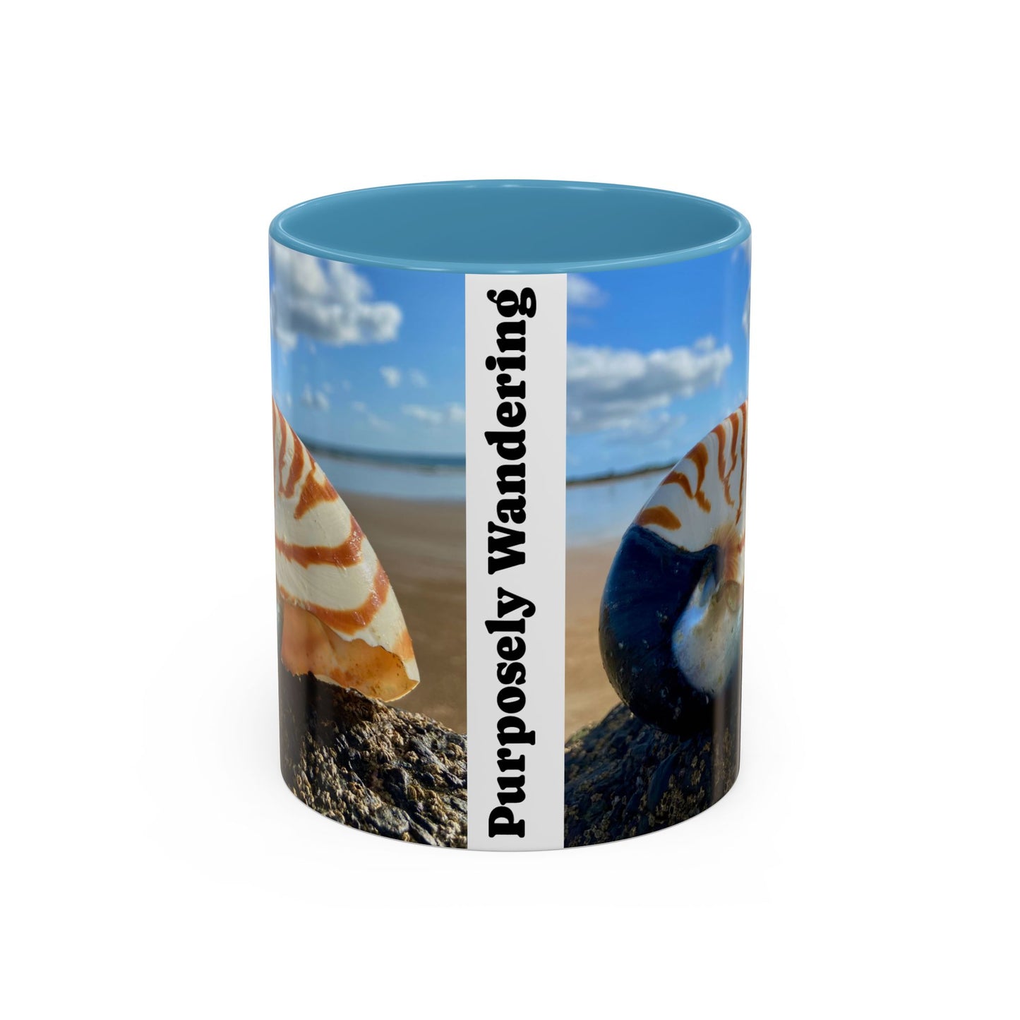 Beach-Inspired Accent Coffee Mug - 'Purposely Wandering' Design
