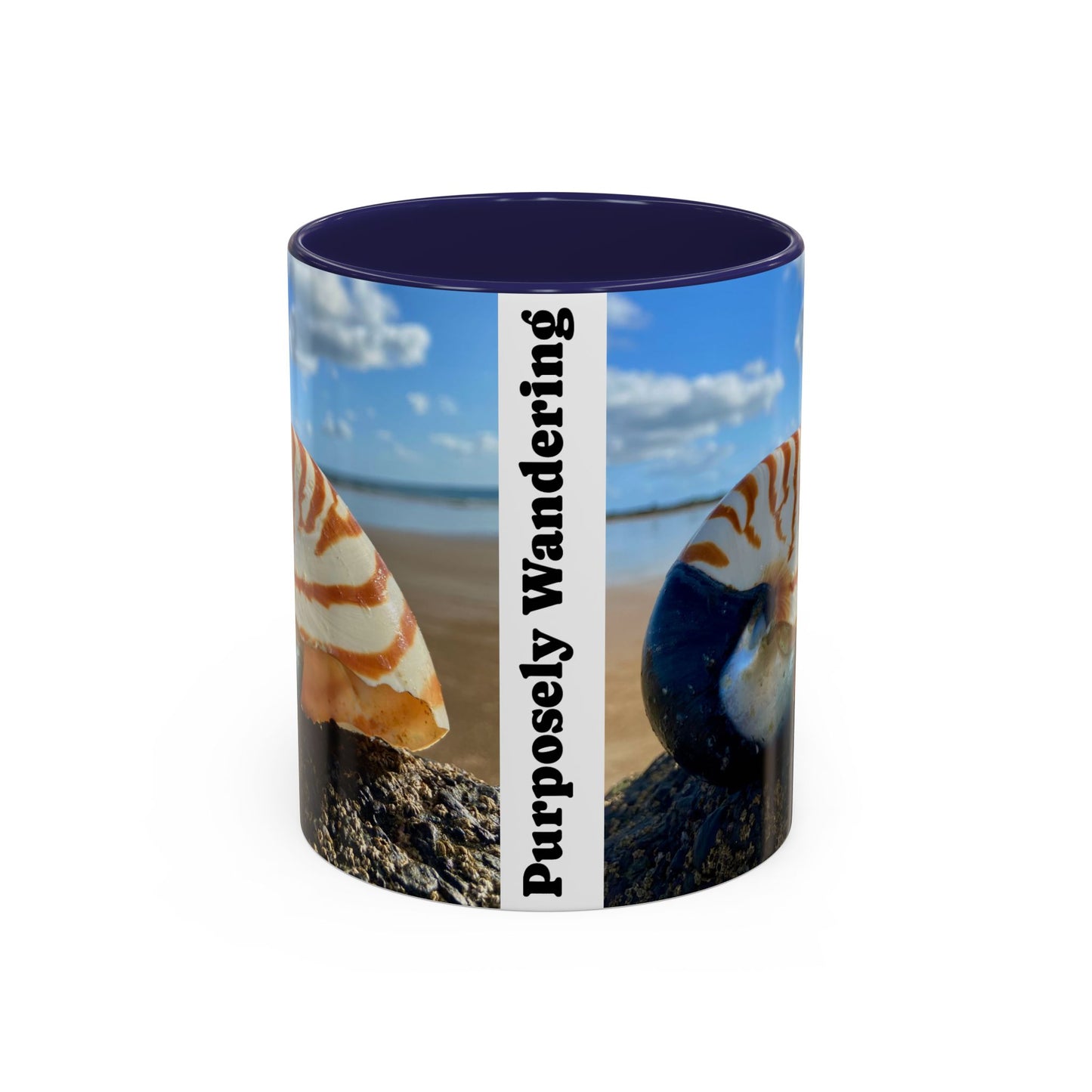 Beach-Inspired Accent Coffee Mug - 'Purposely Wandering' Design