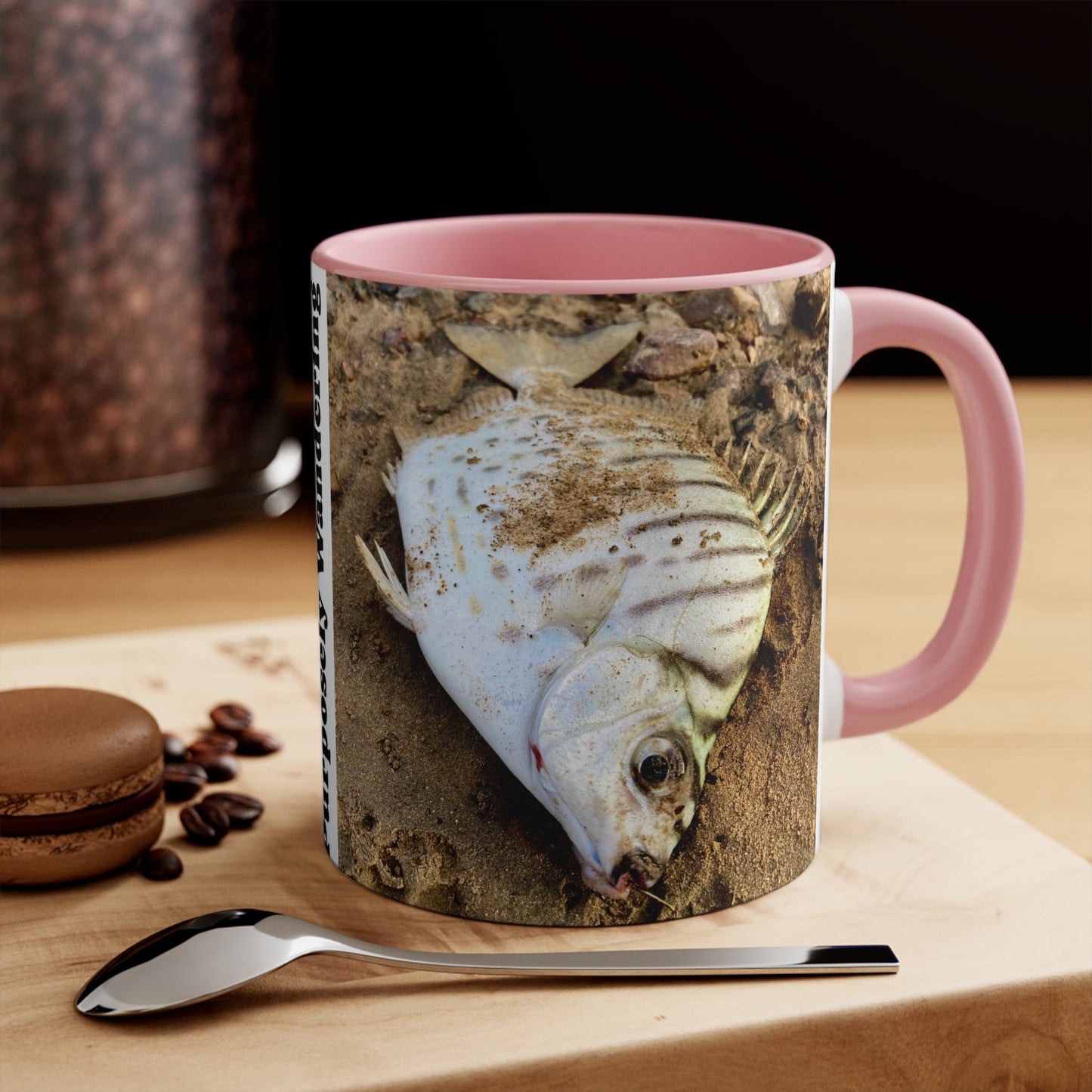 Purposeful Wandering Scat Fish Accent Mug – 11oz Colorful Coffee Cup for Nature Lovers