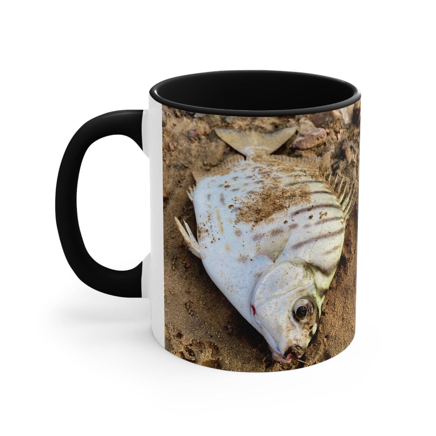 Purposeful Wandering Scat Fish Accent Mug – 11oz Colorful Coffee Cup for Nature Lovers