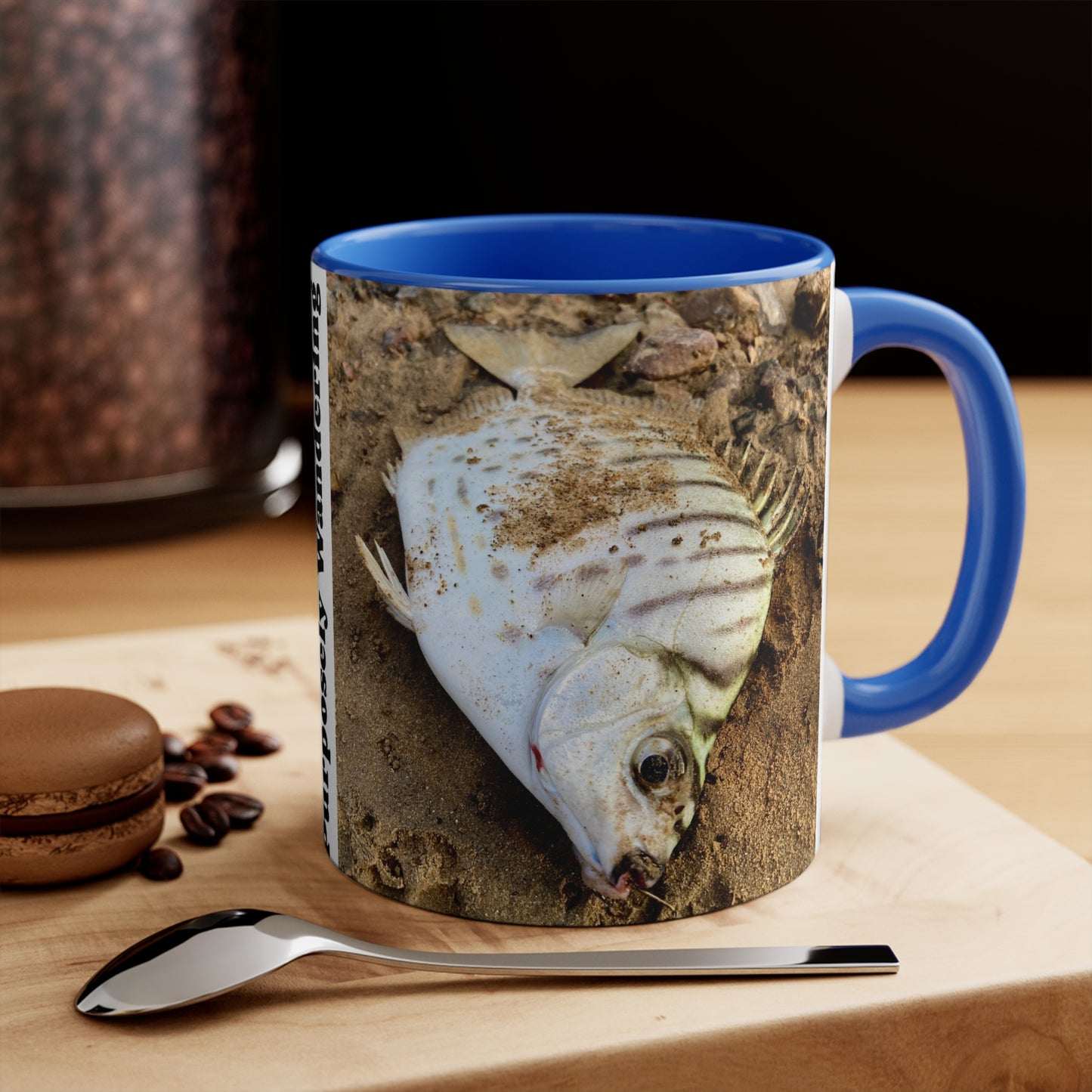 Purposeful Wandering Scat Fish Accent Mug – 11oz Colorful Coffee Cup for Nature Lovers