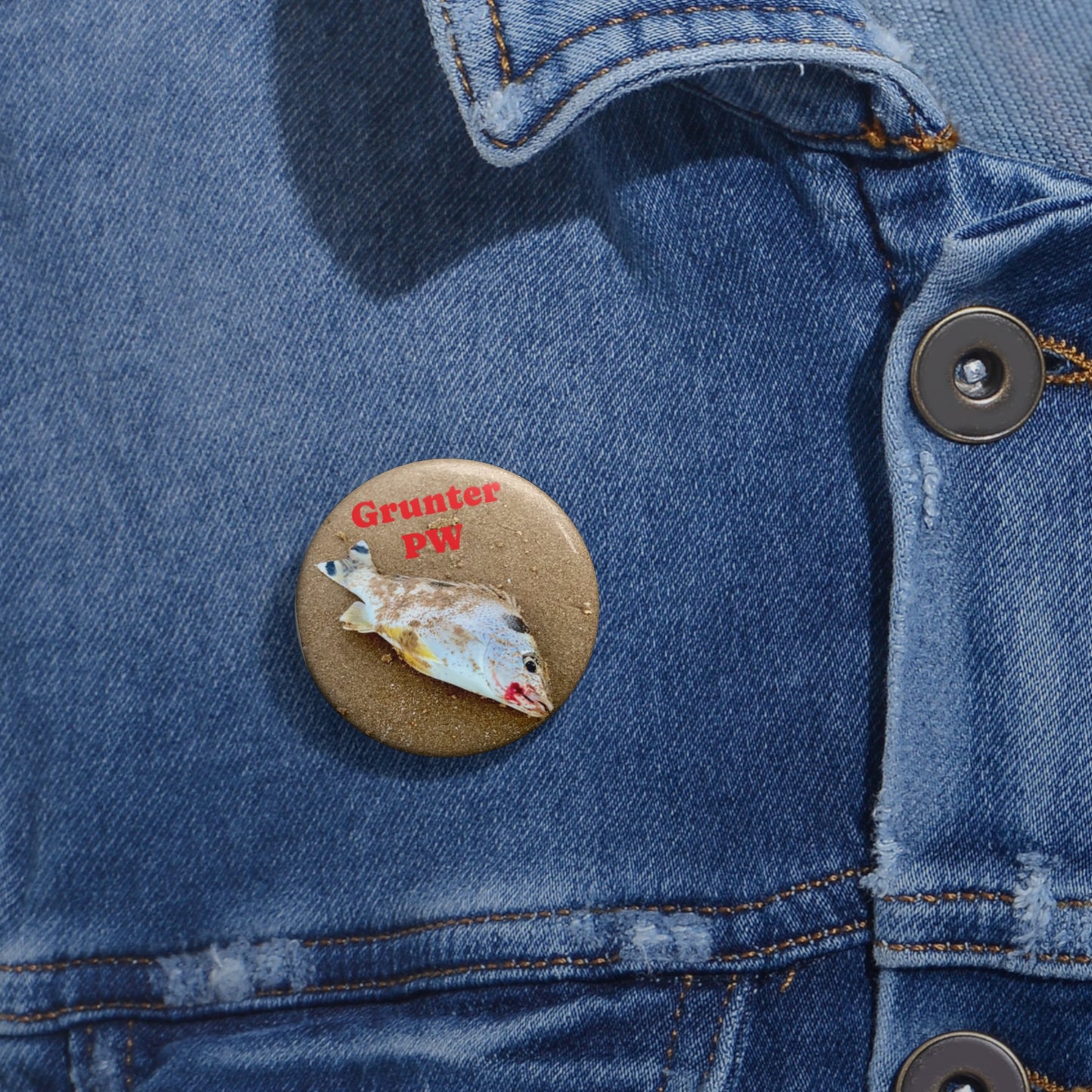 Fishing- Yellow tail Grunter Pin Button