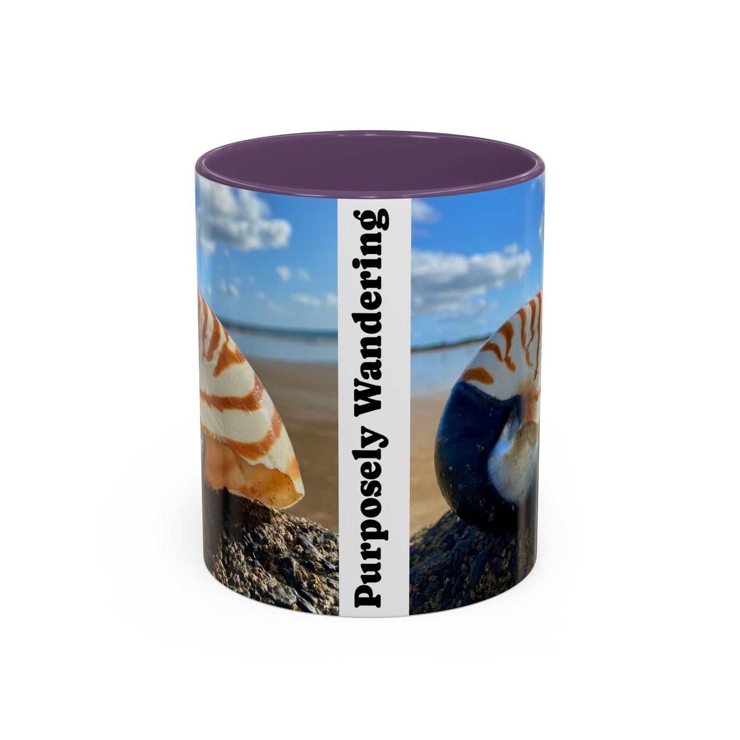 Beach-Inspired Accent Coffee Mug - 'Purposely Wandering' Design