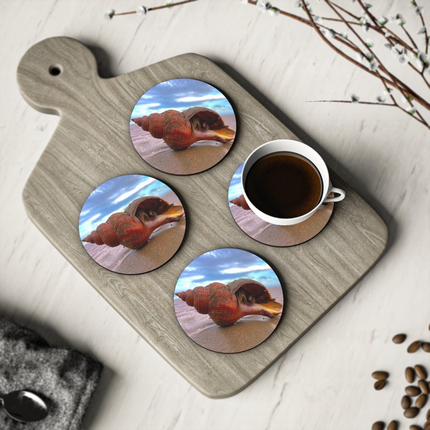 Beach-Inspired Shell Coasters - Coastal Decor for Ocean Lovers