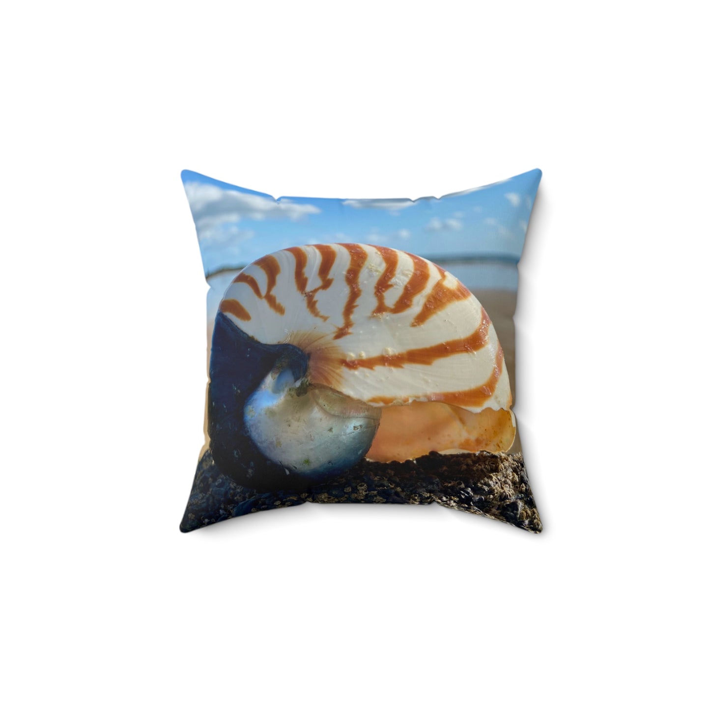 Nautilus Sea Life Square Pillow - Ocean-Inspired Home Decor