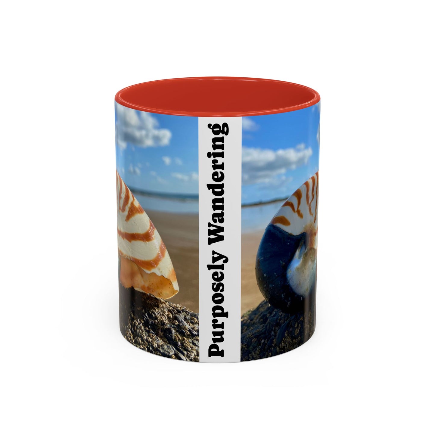 Beach-Inspired Accent Coffee Mug - 'Purposely Wandering' Design