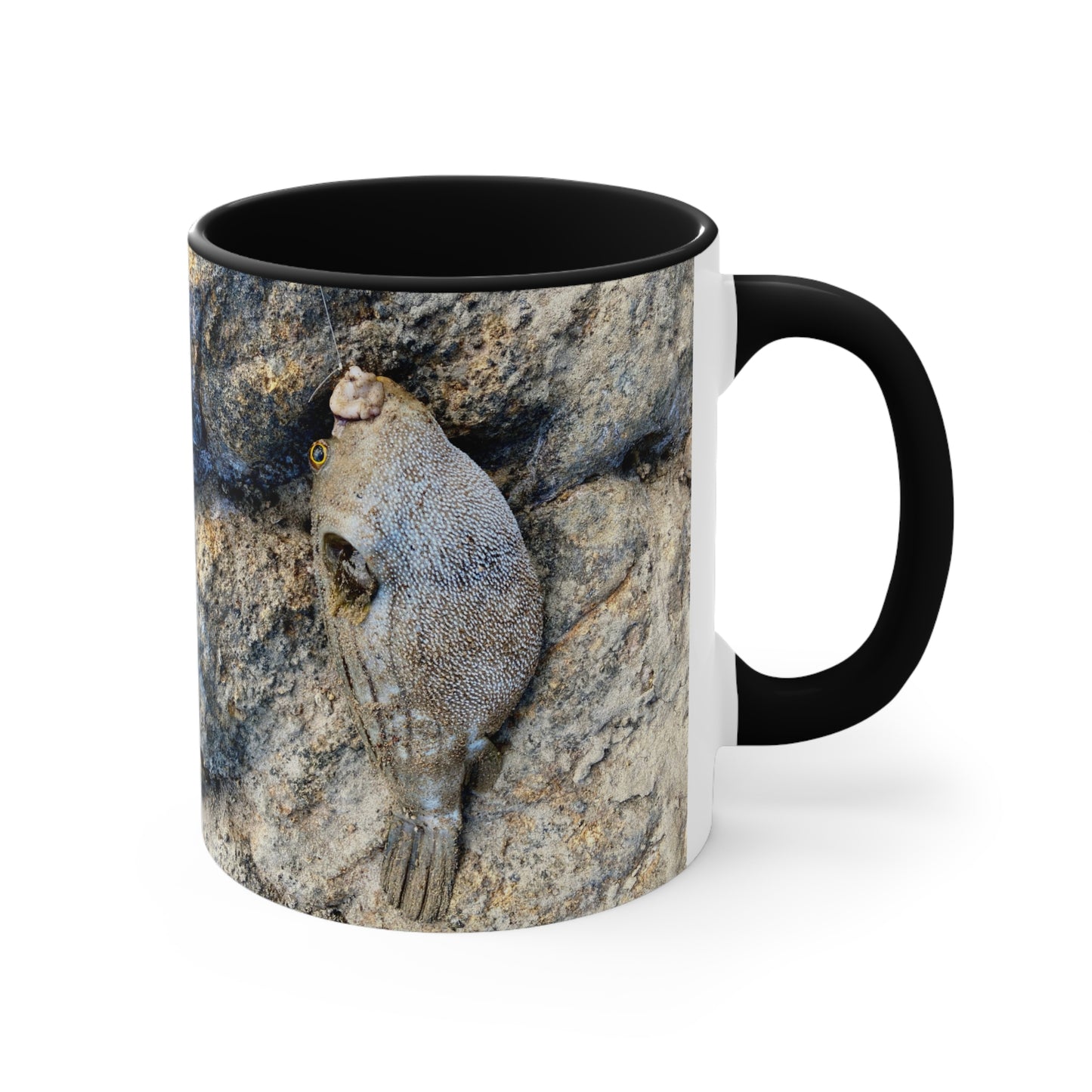 Fishing inspired- Puffer fish - Purposefully Wandering Colorful Accent Mug - 11oz Ceramic Coffee Cup