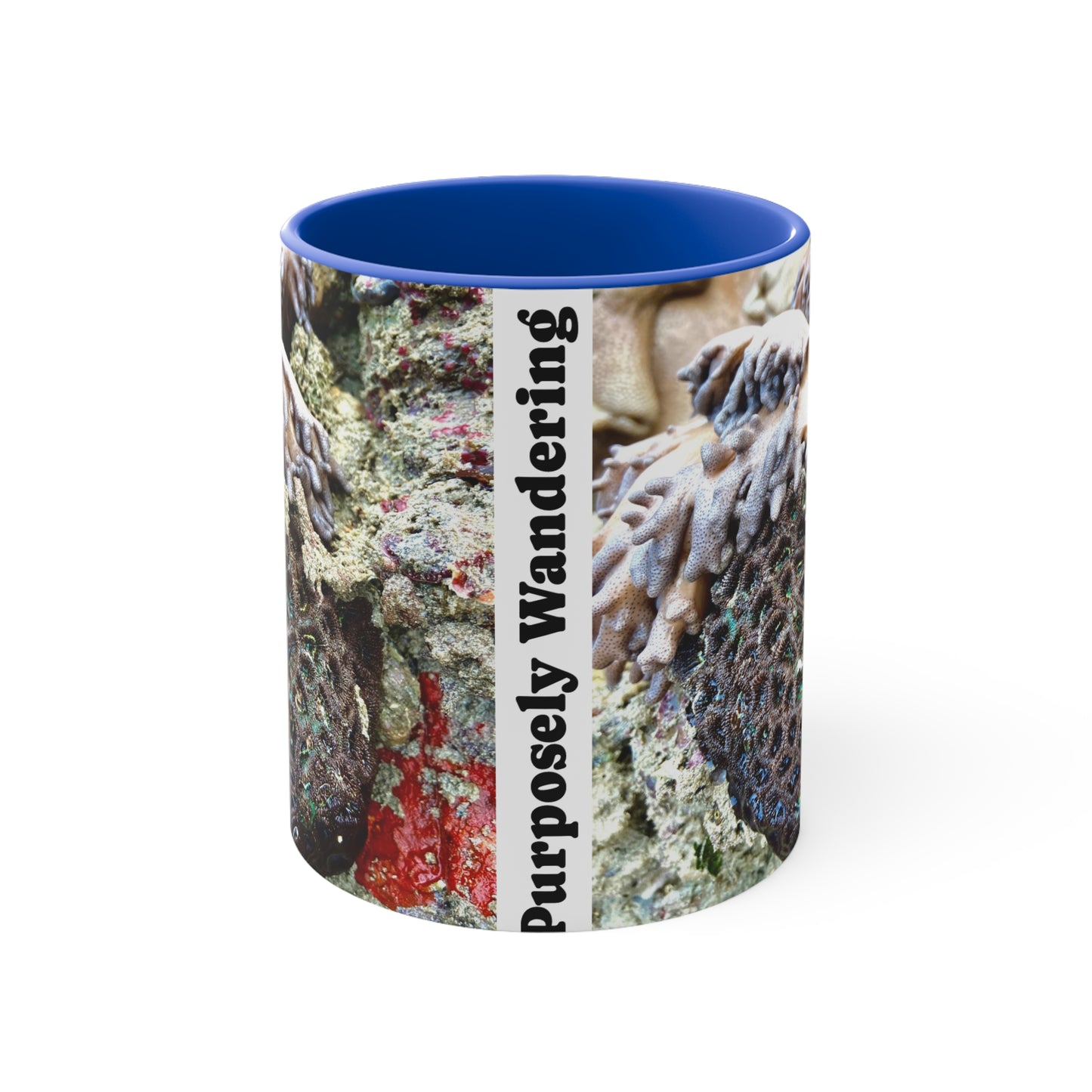 Purposely Wandering Coral Accent Mug - 11oz Colorful Coffee Cup