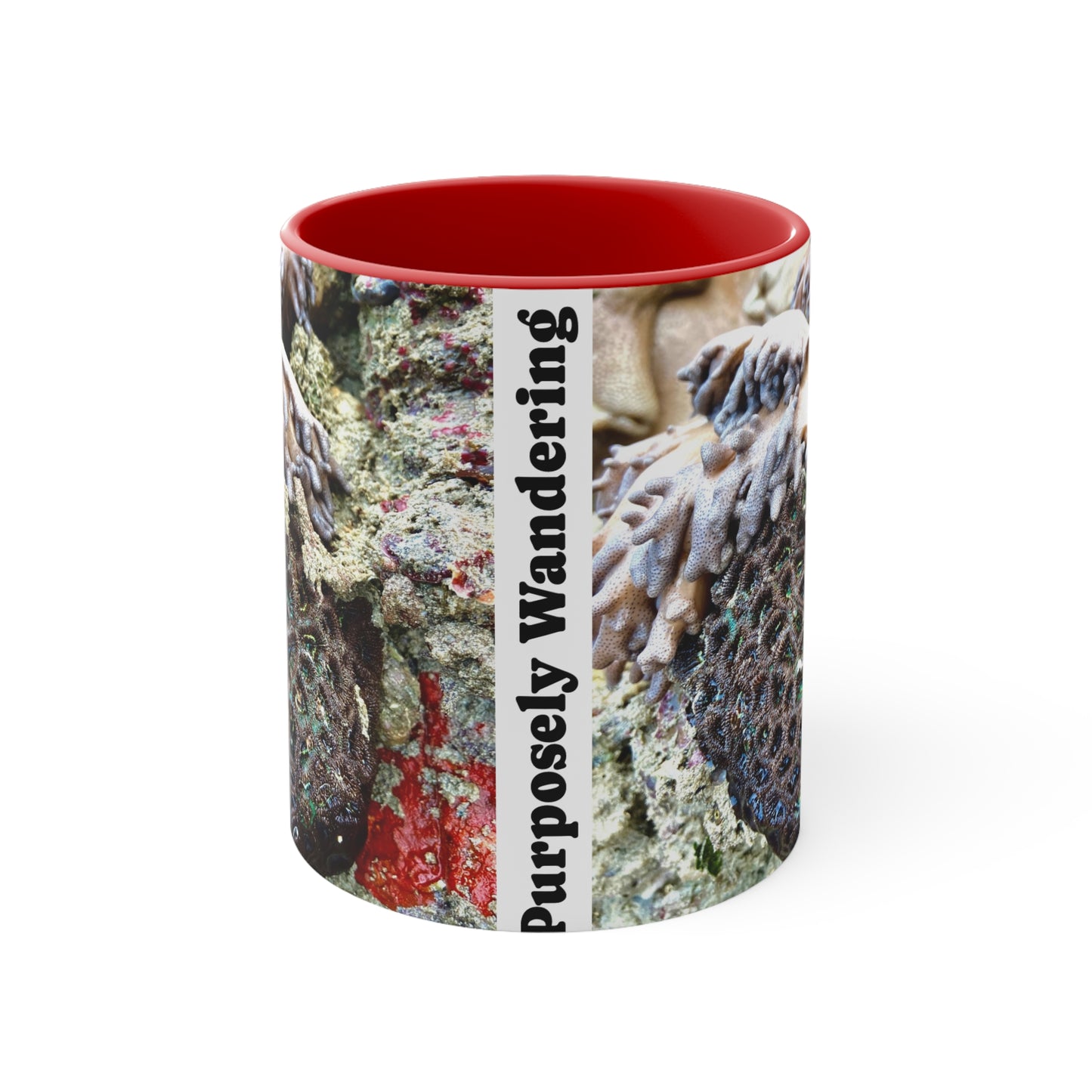 Purposely Wandering Coral Accent Mug - 11oz Colorful Coffee Cup