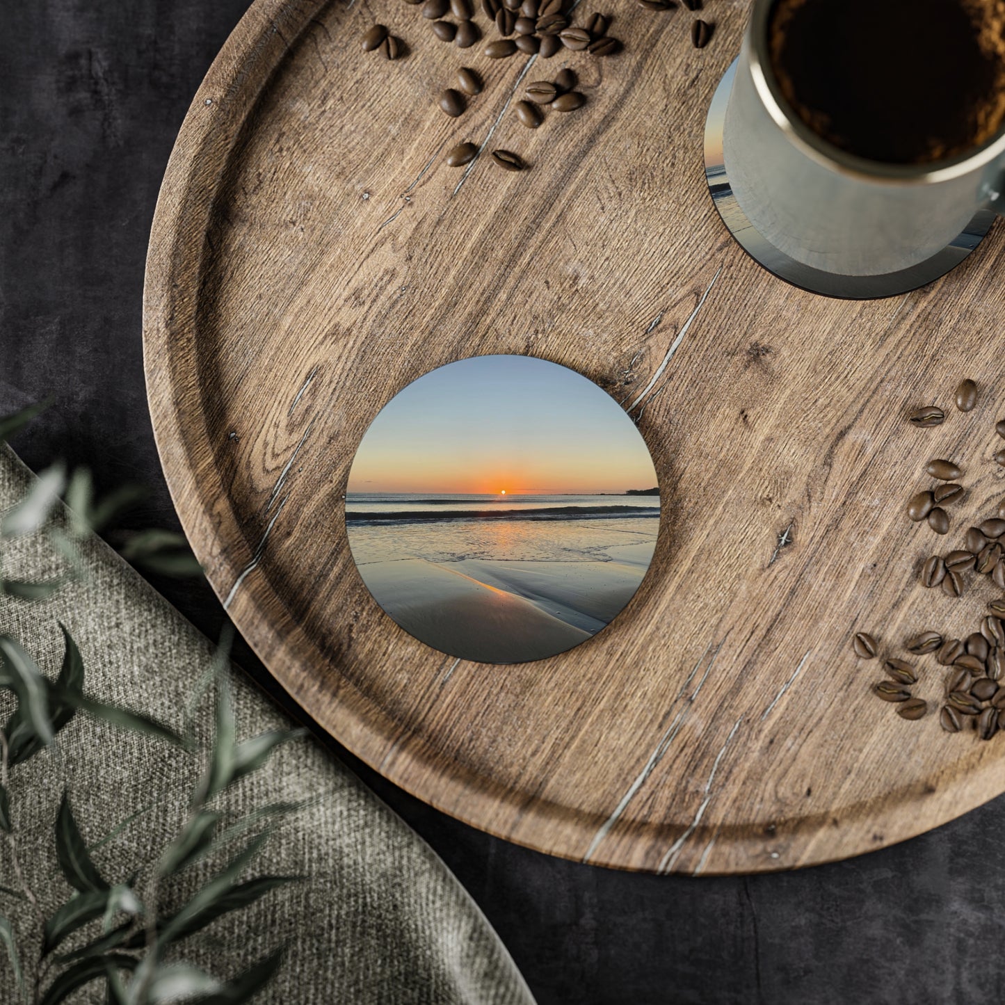 Tropical Sunrise Coasters - Beach Vibe Drinkware Essentials