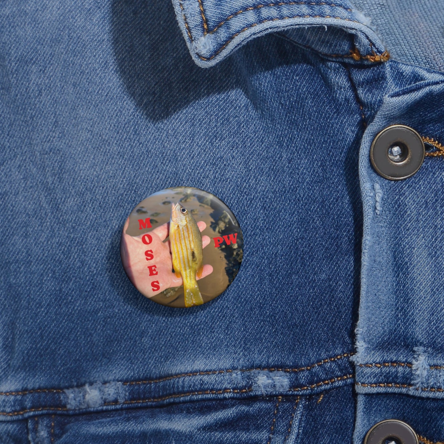 Fishing- Moses Perch Pin Button #2