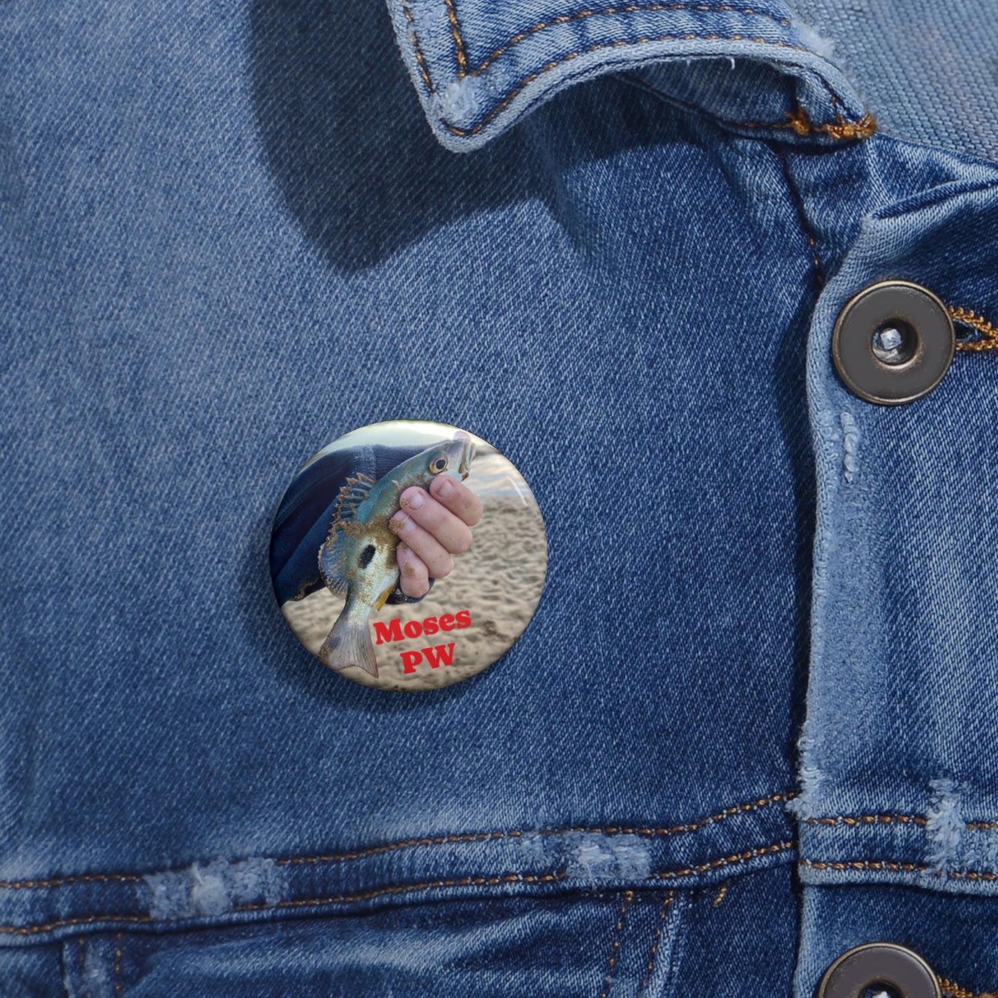 Fishing- Moses Perch Pin Button #1