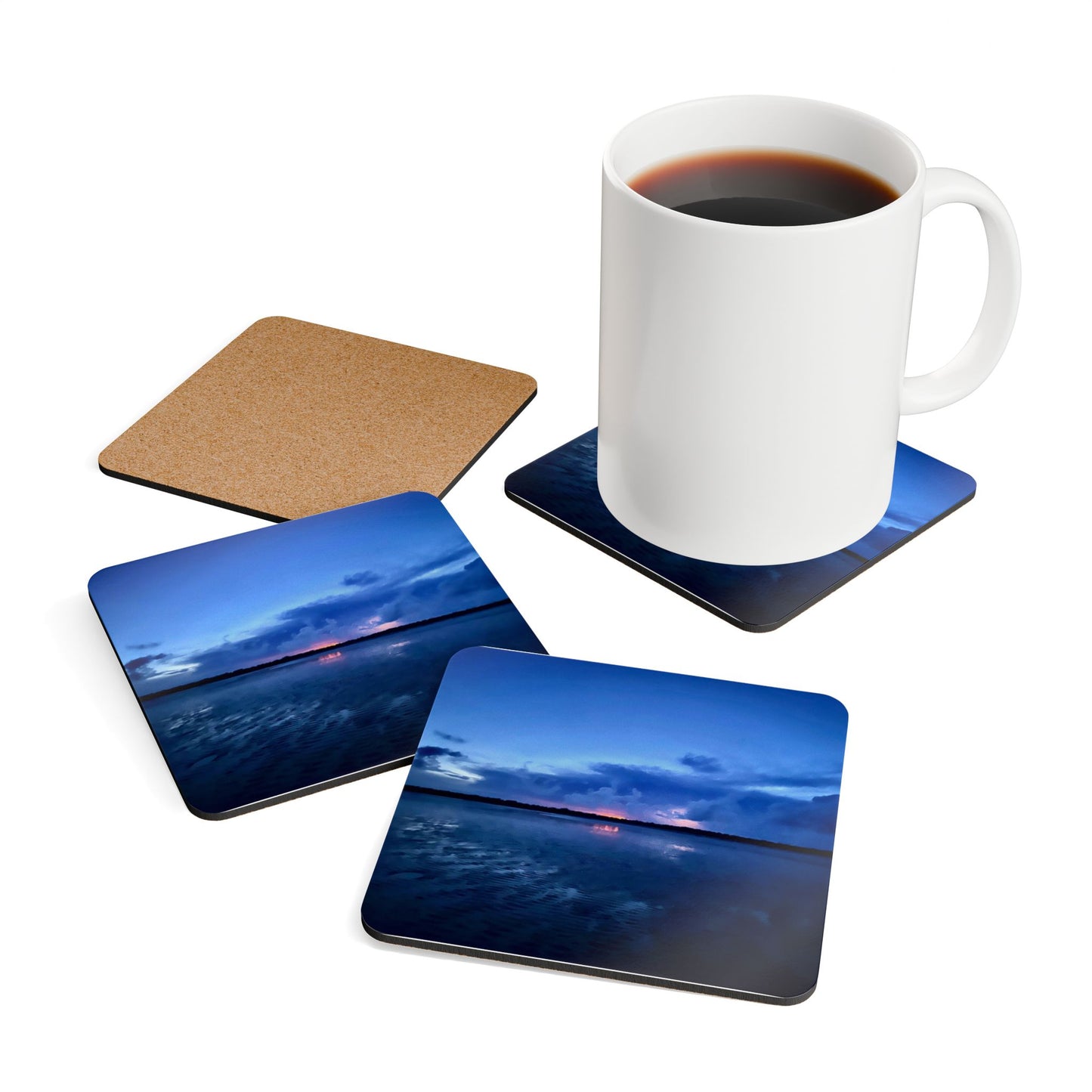 Serene Sunset Cork Coaster Set - Perfect Home Decor and Gift for Nature Lovers