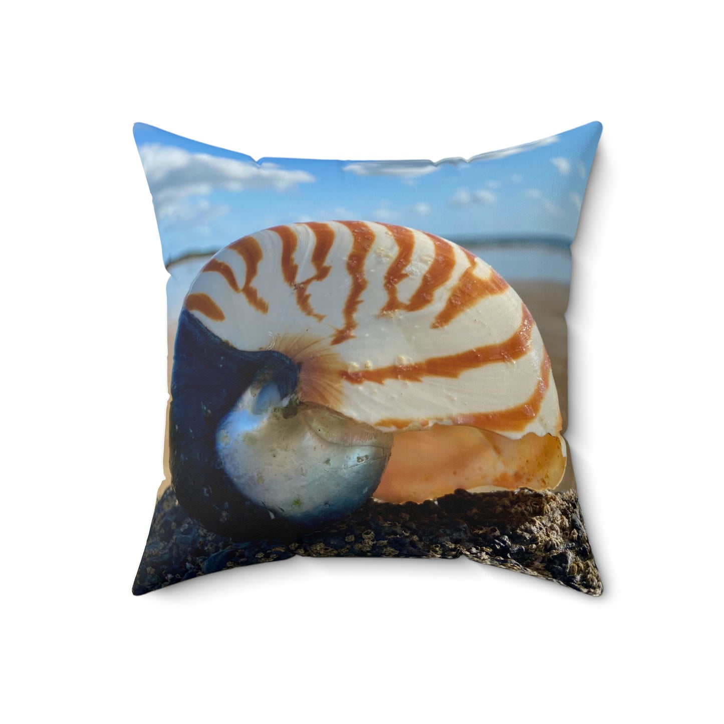 Nautilus Sea Life Square Pillow - Ocean-Inspired Home Decor
