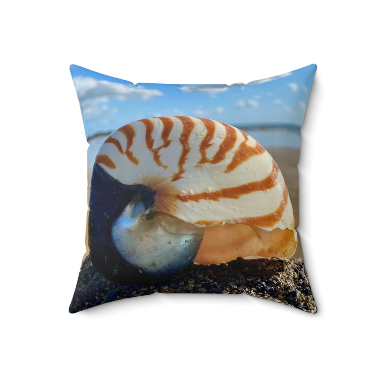 Nautilus Sea Life Square Pillow - Ocean-Inspired Home Decor