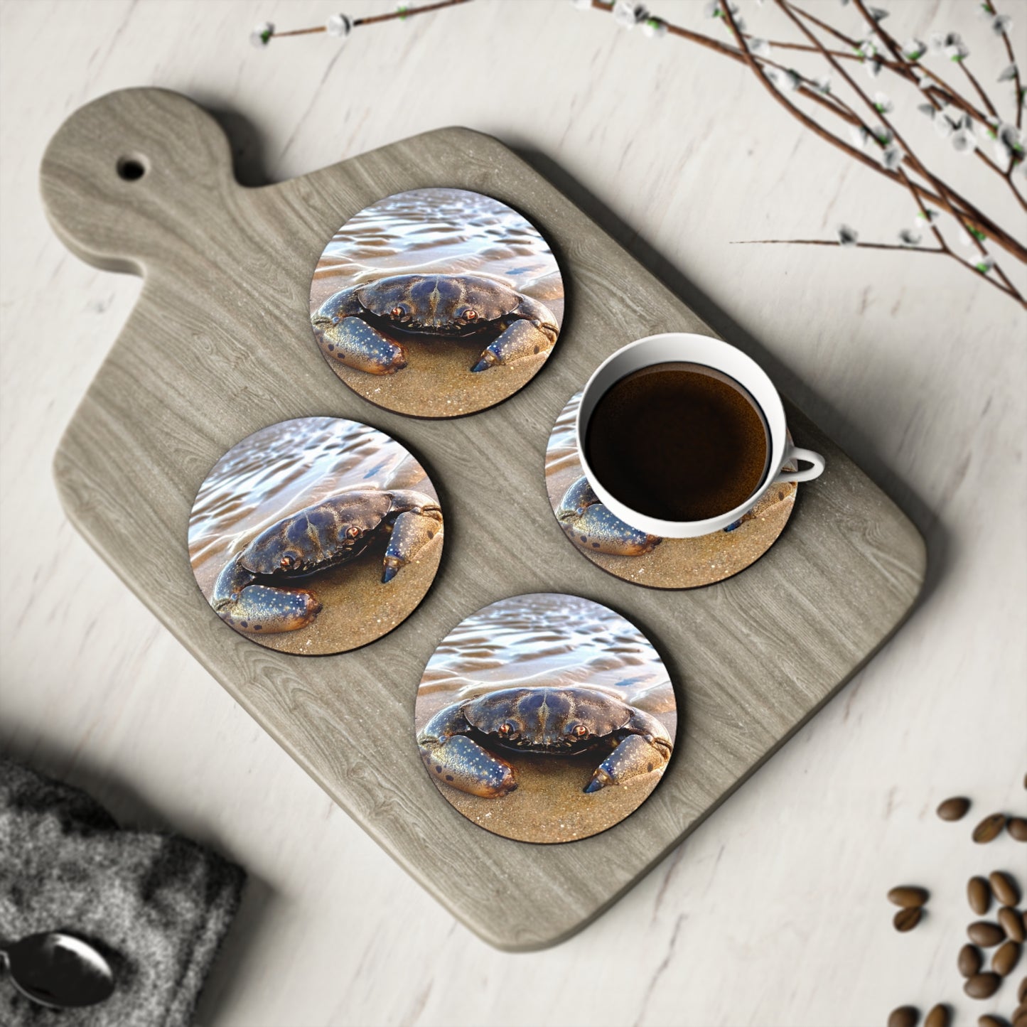 Coastal Crab Coasters - Nautical Drinkware Decor for Beach Lovers