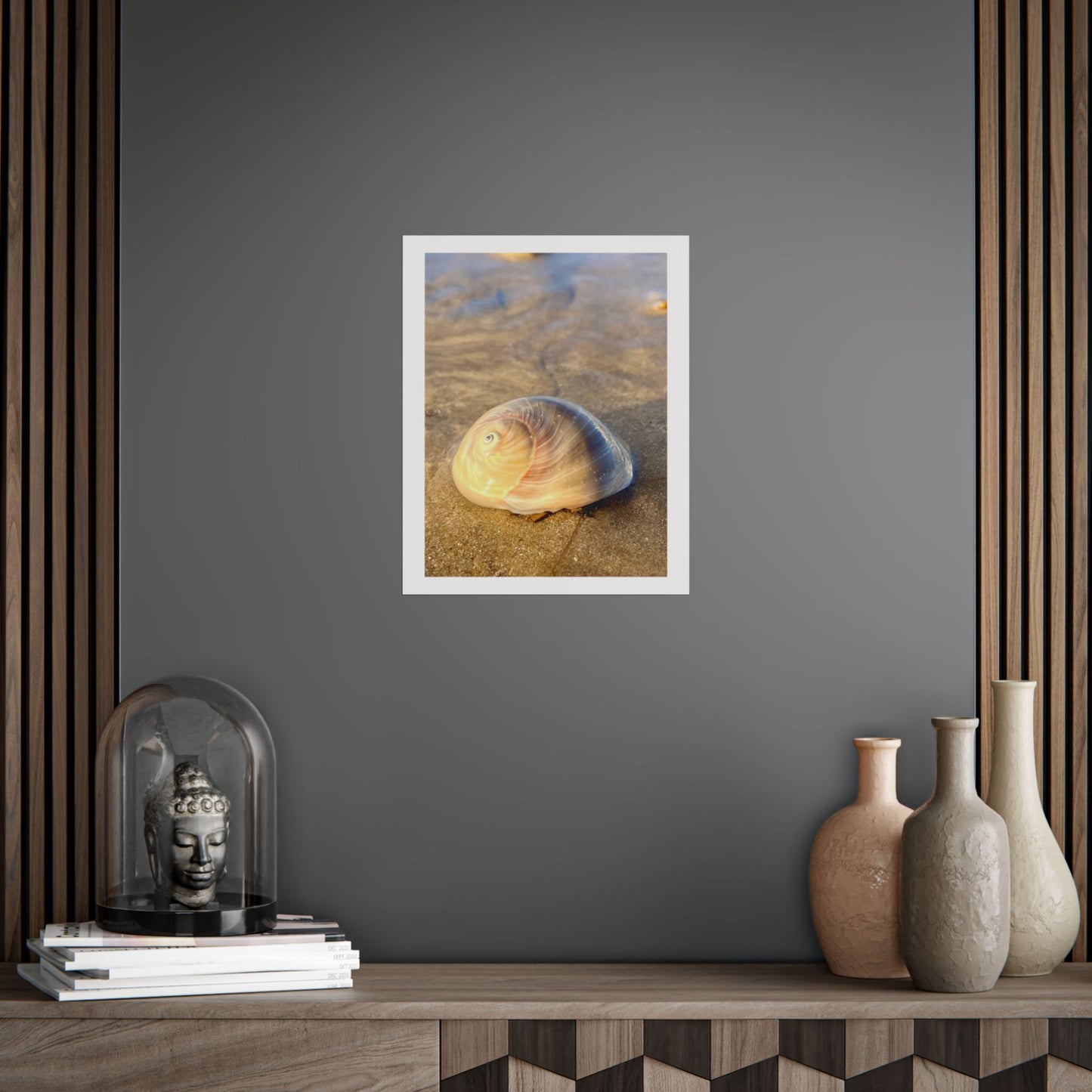 Coastal Serenity Unframed Poster – Shell Art Print for Beach Lovers