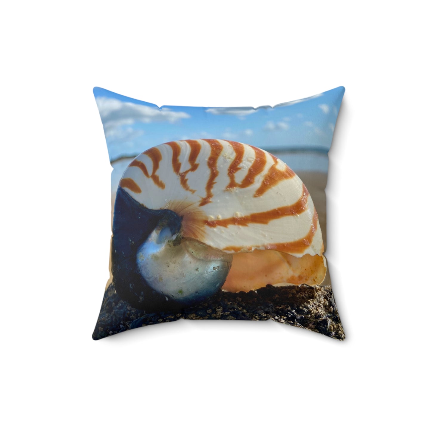 Nautilus Sea Life Square Pillow - Ocean-Inspired Home Decor