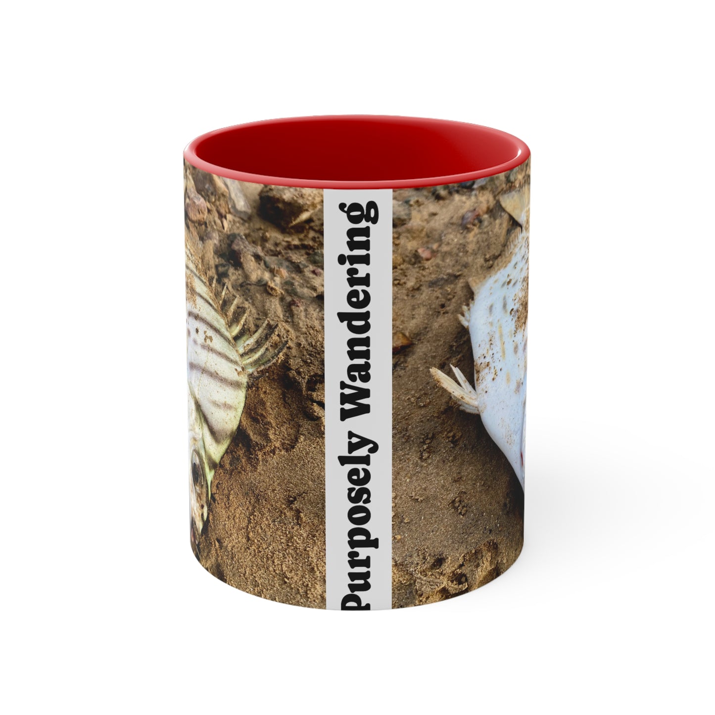 Purposeful Wandering Scat Fish Accent Mug – 11oz Colorful Coffee Cup for Nature Lovers
