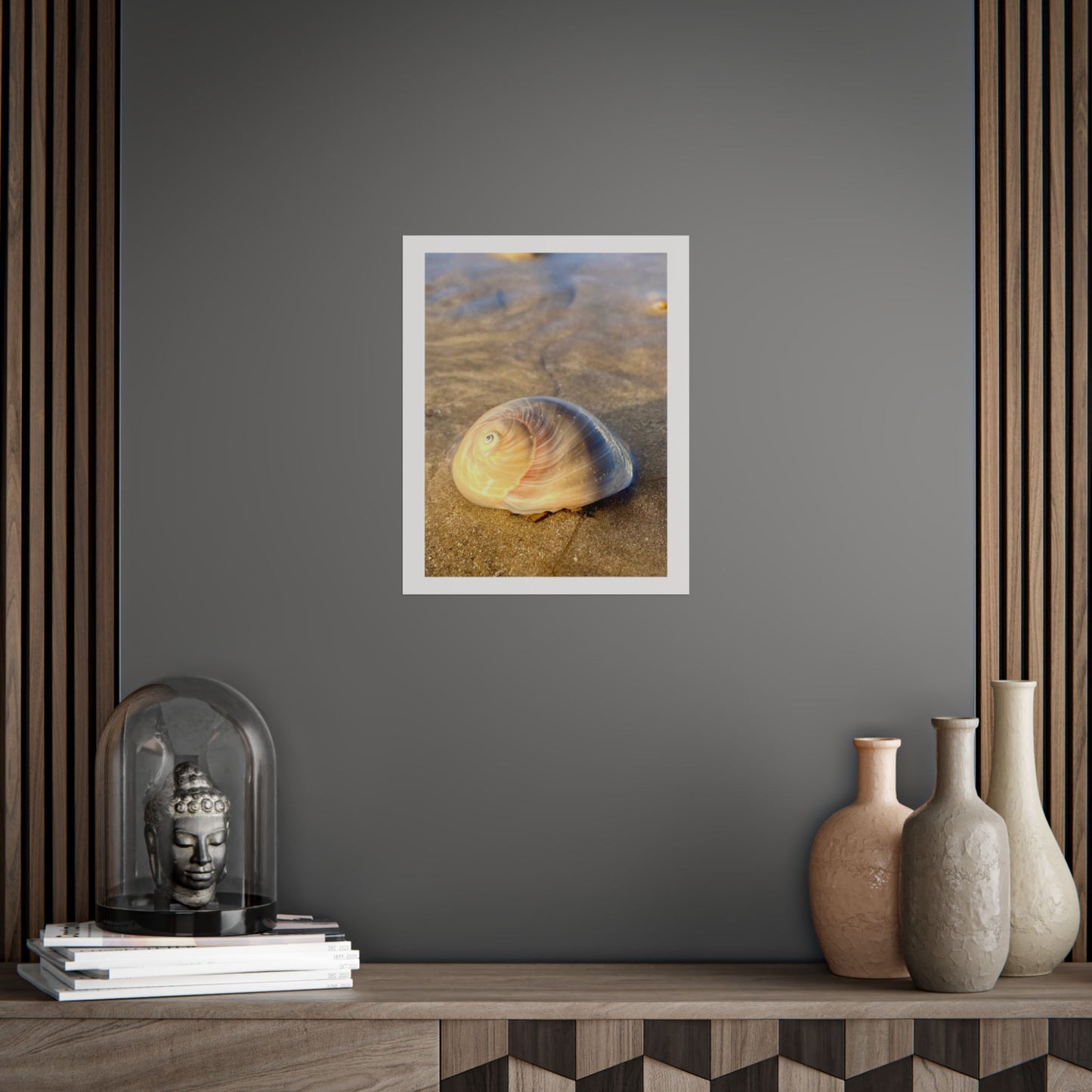 Coastal Serenity Unframed Poster – Shell Art Print for Beach Lovers