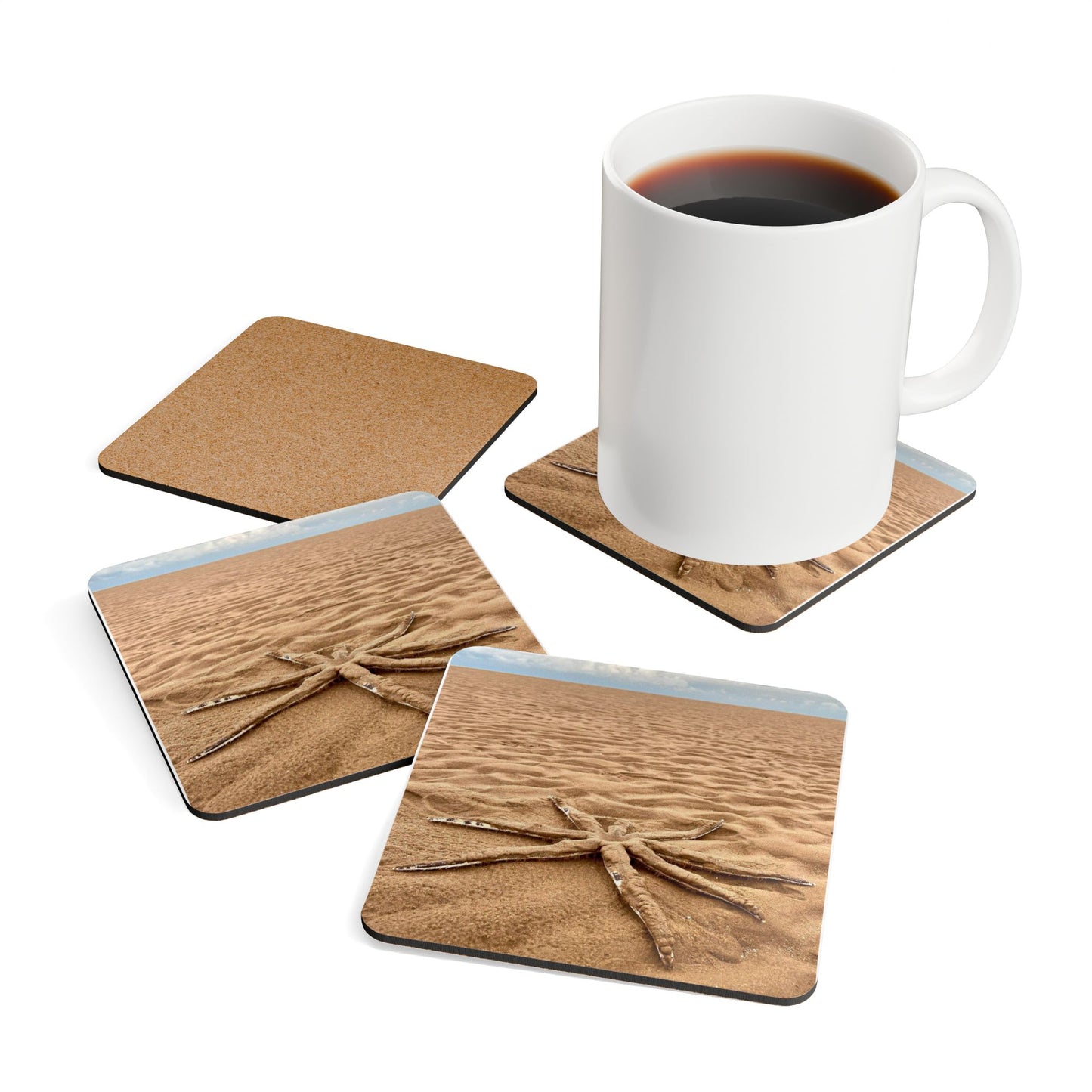 Ocean-Inspired Corkwood Coaster Set - Perfect for Beach Lovers