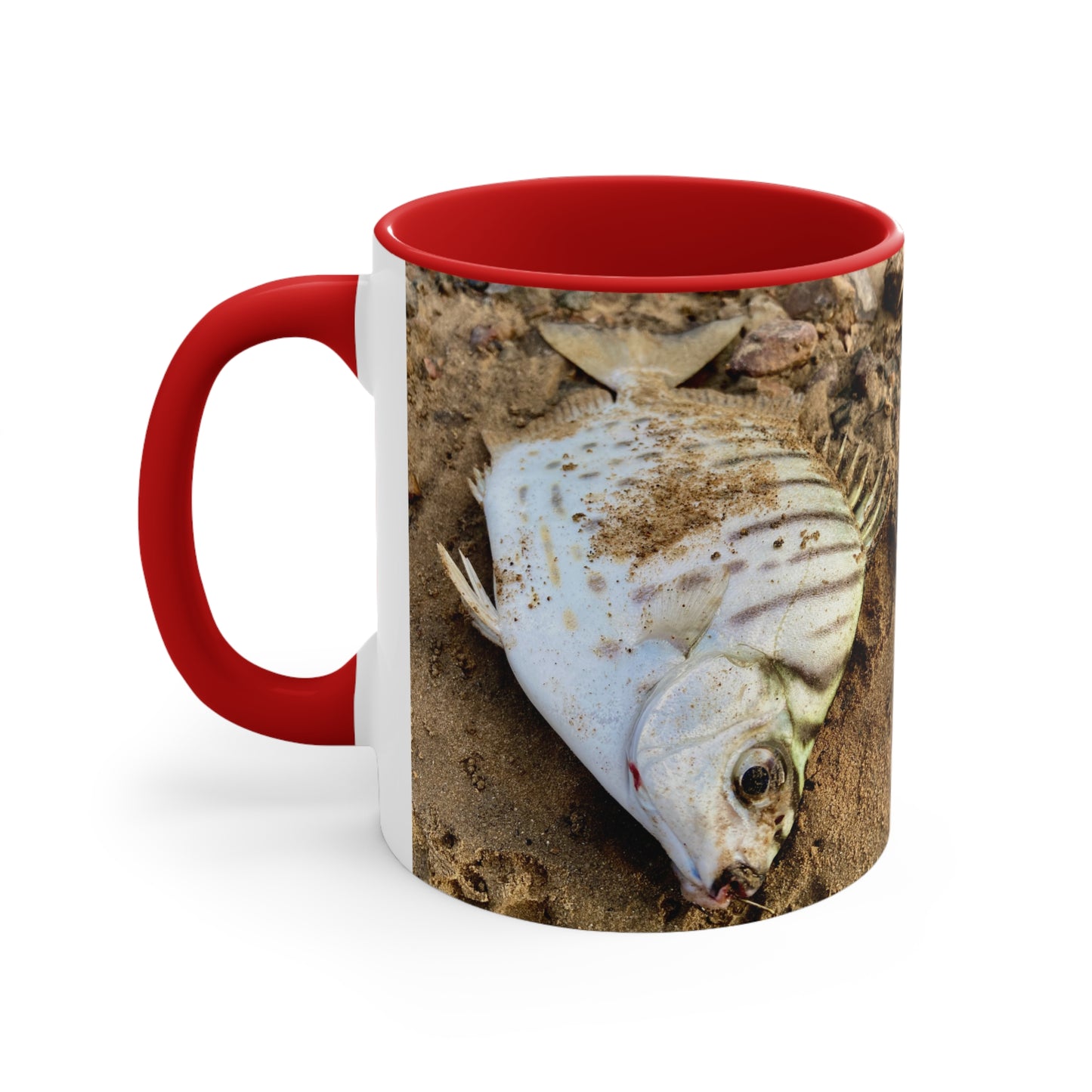 Purposeful Wandering Scat Fish Accent Mug – 11oz Colorful Coffee Cup for Nature Lovers