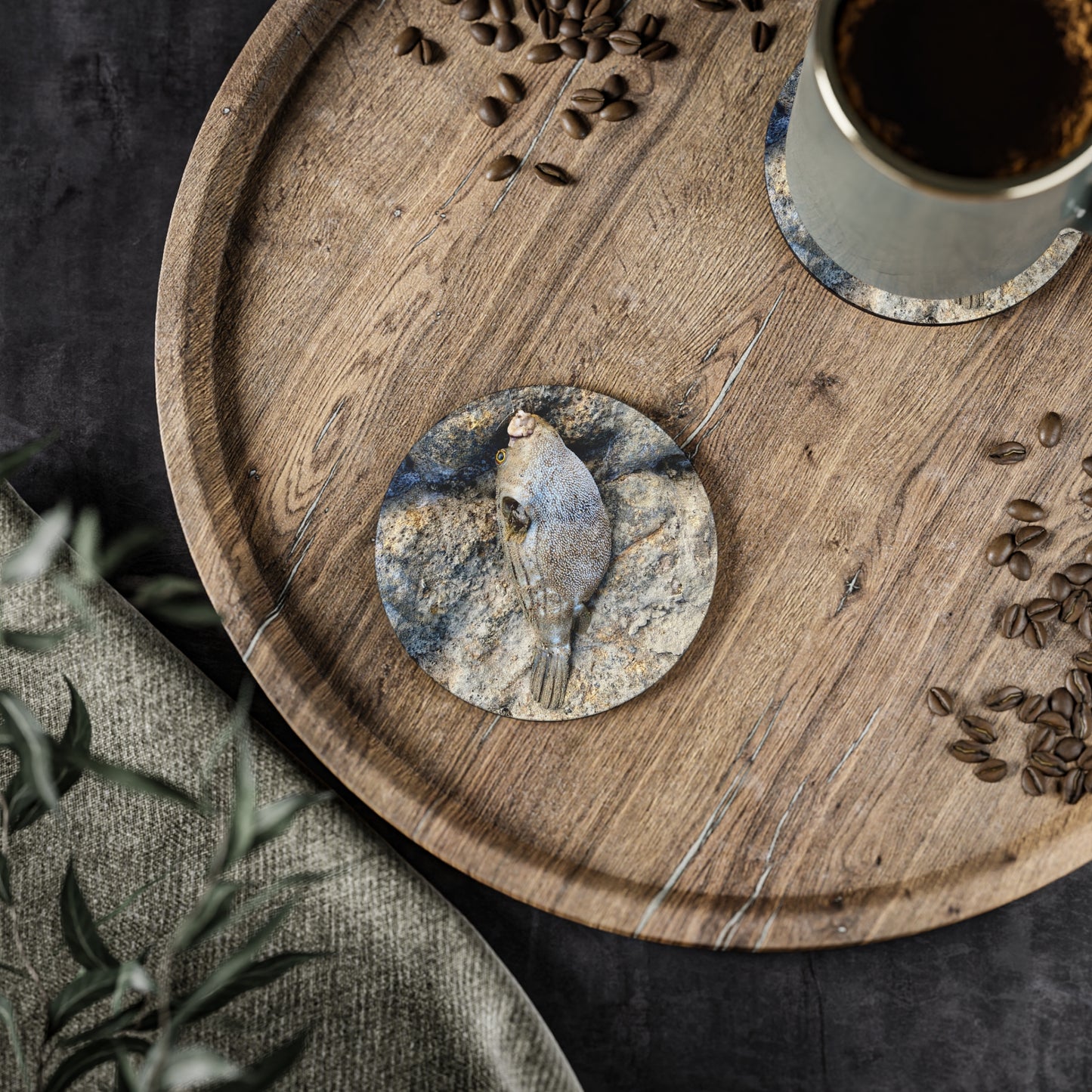 Coastal Fish Coasters – Nautical Home Decor for Ocean Lovers Fishing inspired- Puffer fish