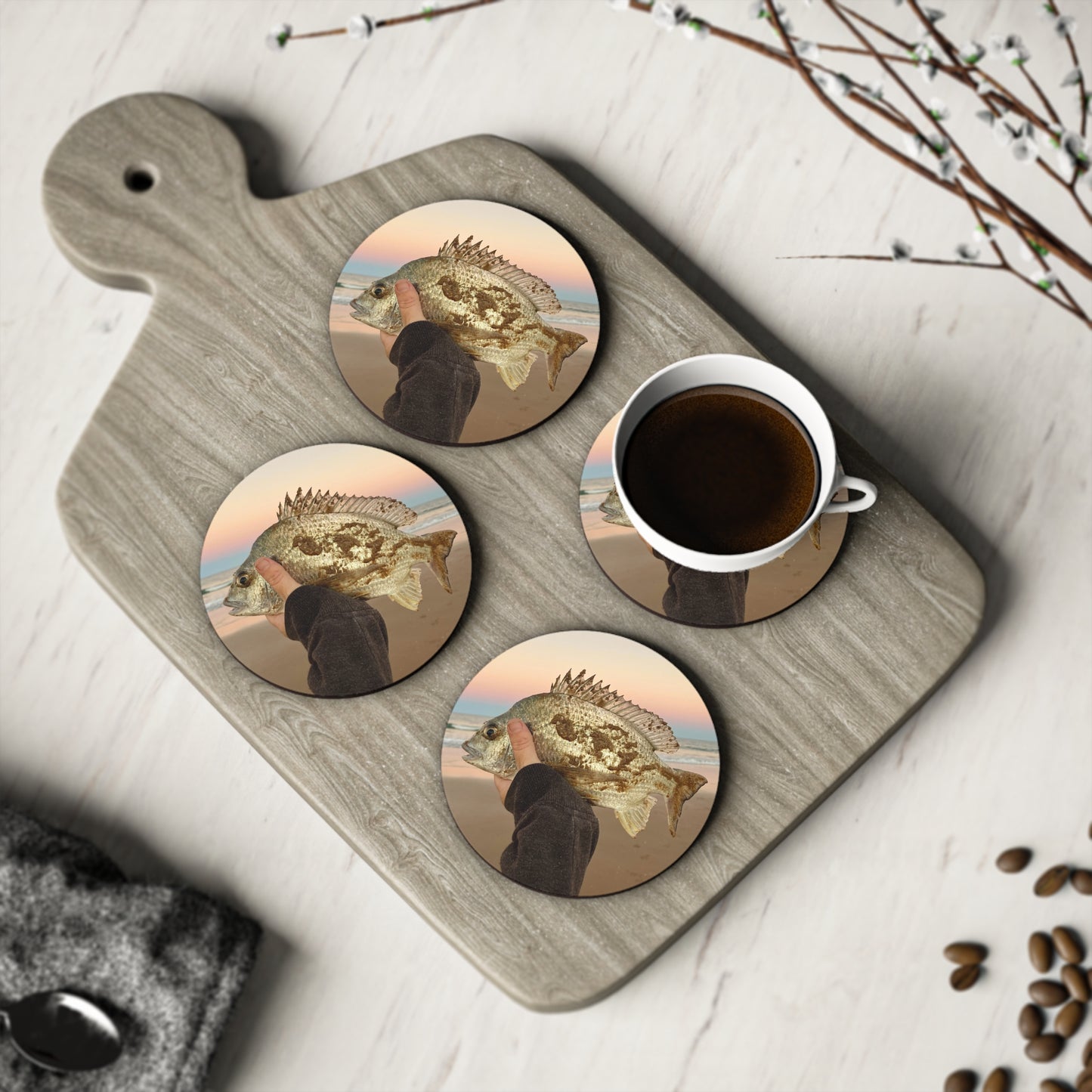 Ocean-Inspired Coasters - Coastal Fish Design for Beach Lovers Bream