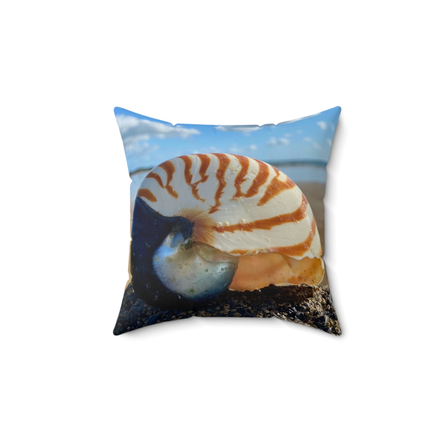 Nautilus Sea Life Square Pillow - Ocean-Inspired Home Decor
