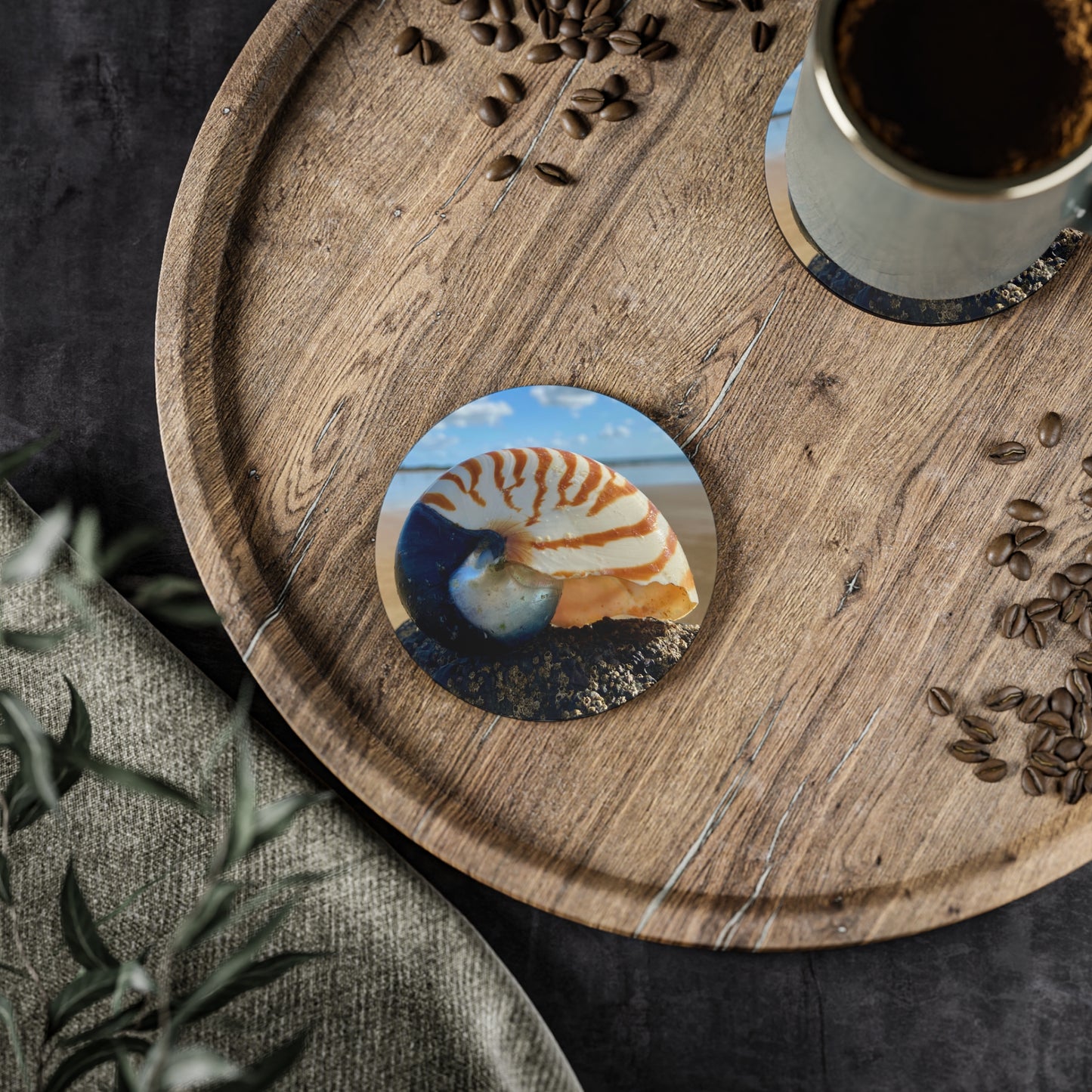 Ocean-Inspired Nautilus Coasters - Coastal Home Decor