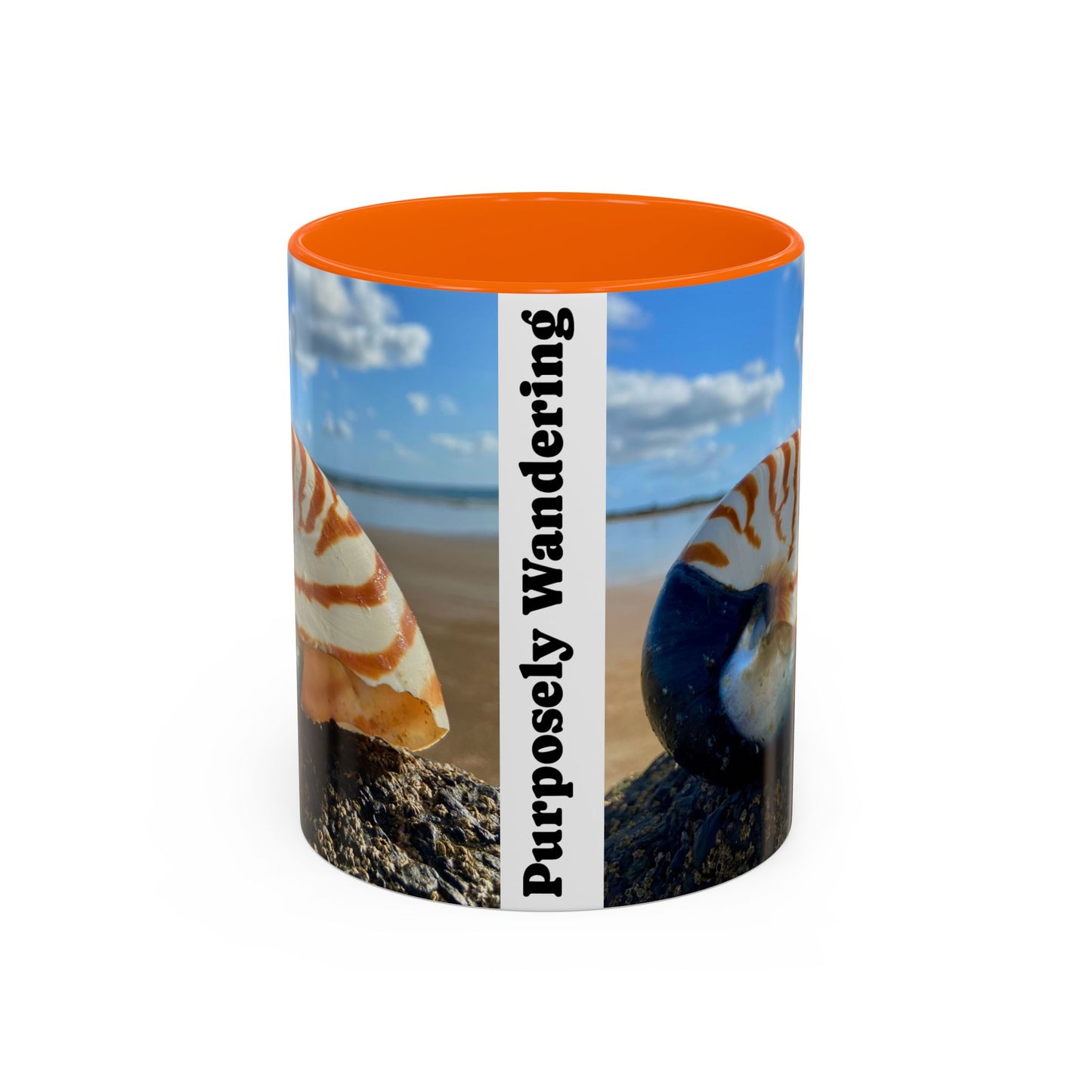 Beach-Inspired Accent Coffee Mug - 'Purposely Wandering' Design