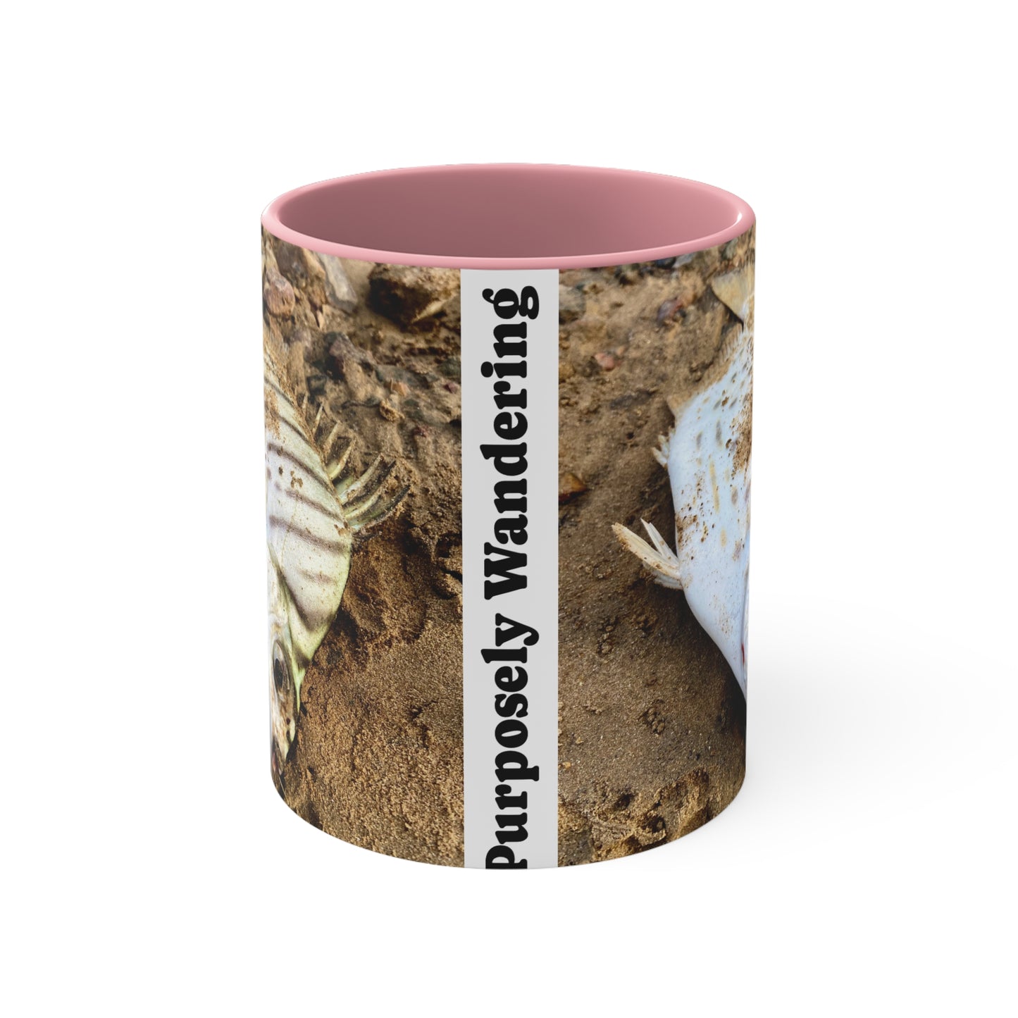 Purposeful Wandering Scat Fish Accent Mug – 11oz Colorful Coffee Cup for Nature Lovers