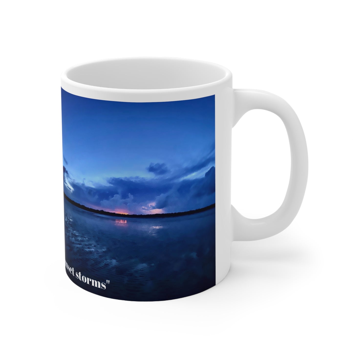 “Sunset storms” White Ceramic Mug, 11oz