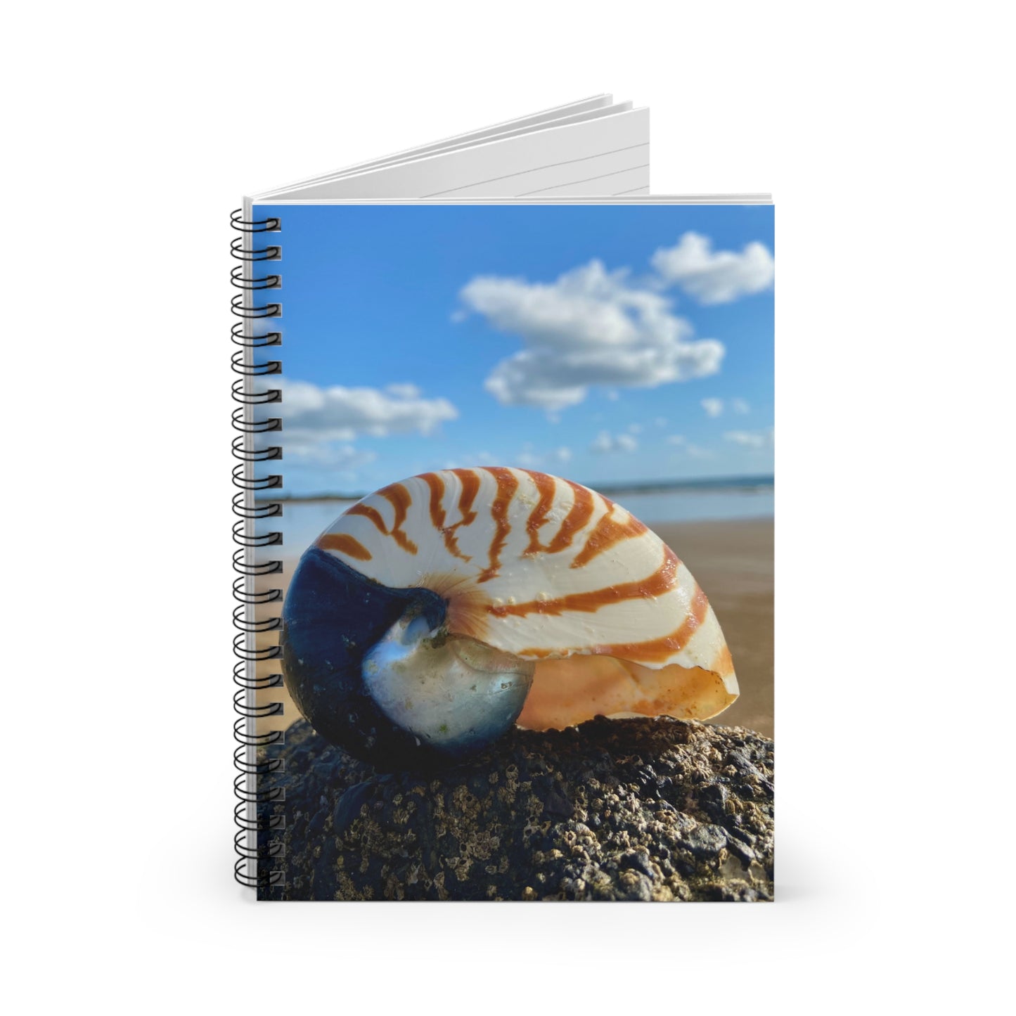 Ocean-Inspired Spiral Notebook - Nautilus Shell Design