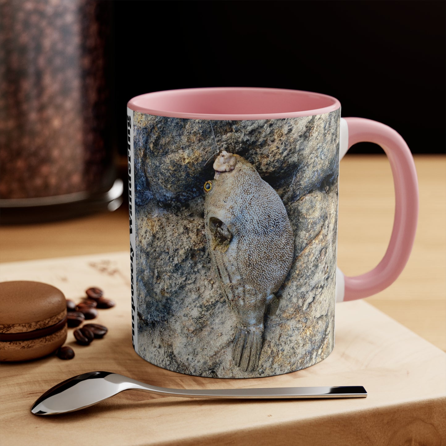 Fishing inspired- Puffer fish - Purposefully Wandering Colorful Accent Mug - 11oz Ceramic Coffee Cup