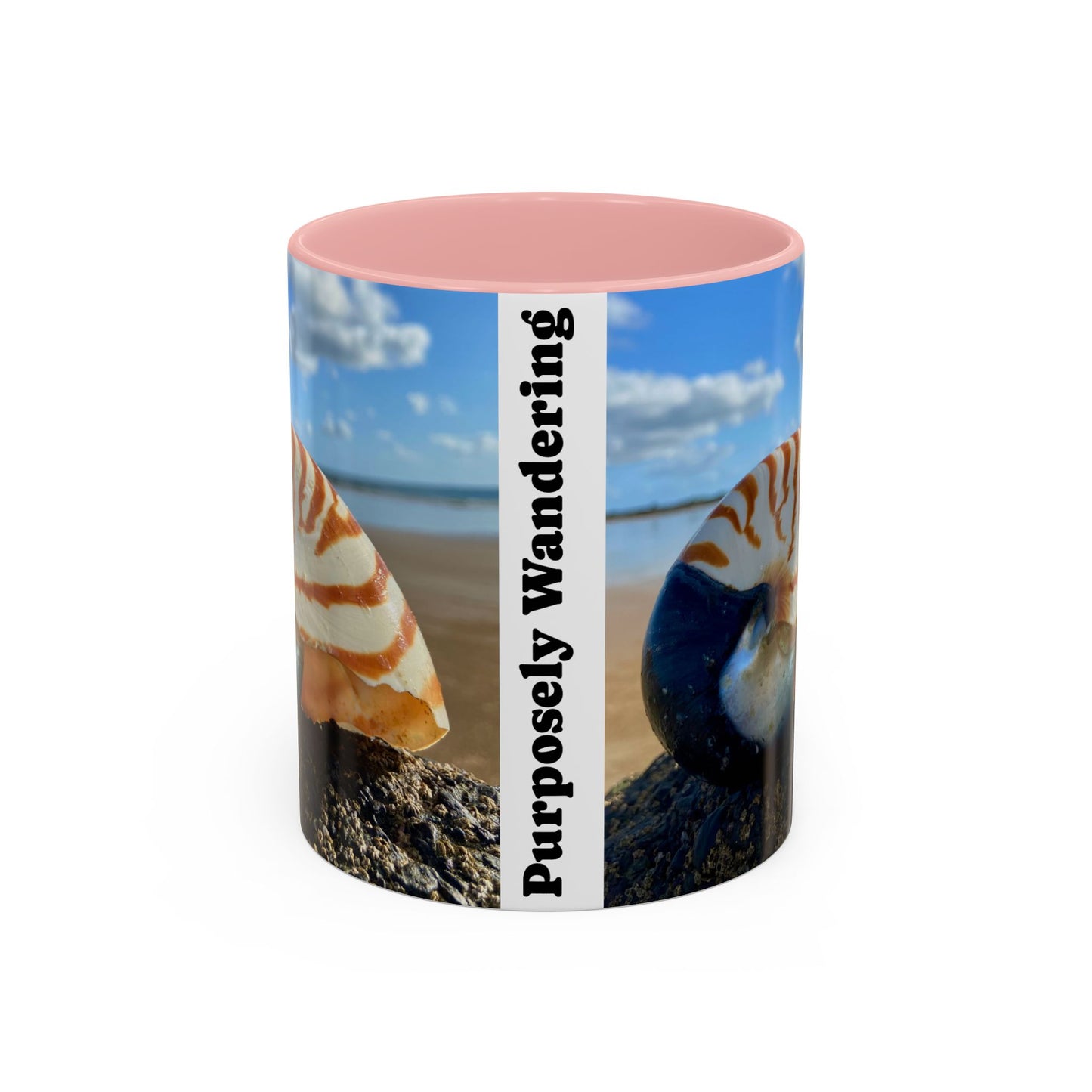 Beach-Inspired Accent Coffee Mug - 'Purposely Wandering' Design