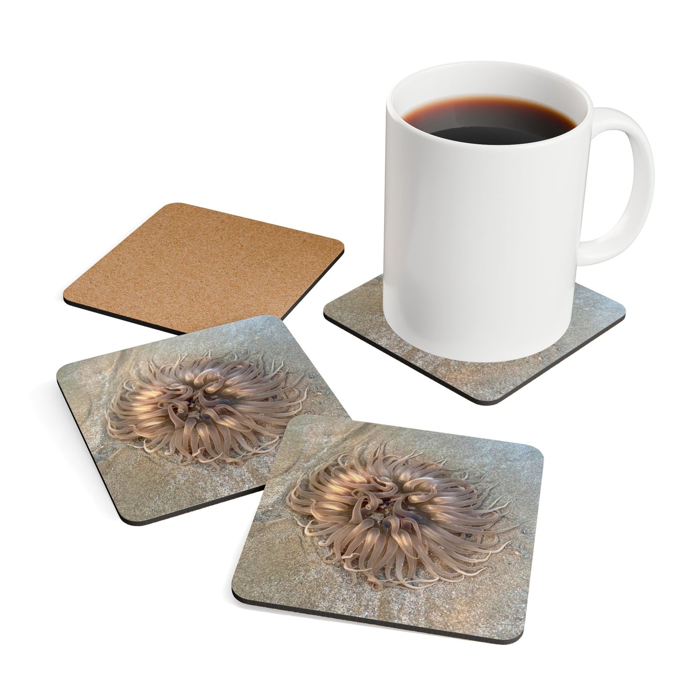 Ocean-Themed Corkwood Coaster Set - Nautical Home Décor for Beach Lovers