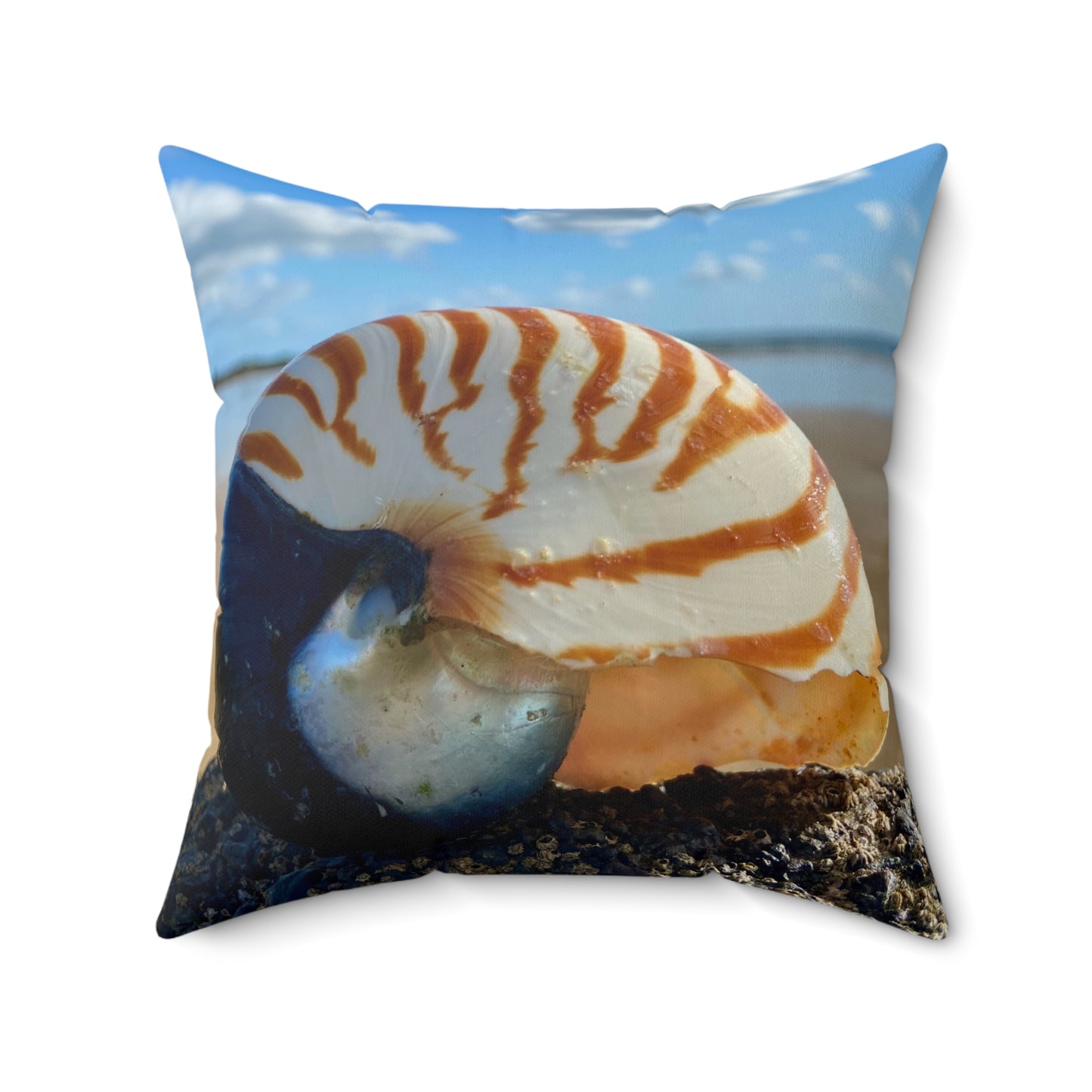 Nautilus Sea Life Square Pillow - Ocean-Inspired Home Decor