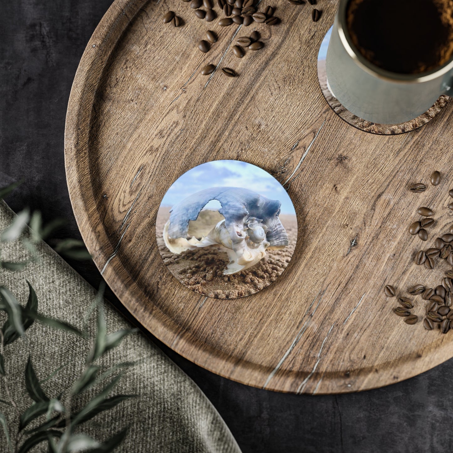 Ocean-Inspired Decorative Coasters - Coastal Shell Design
