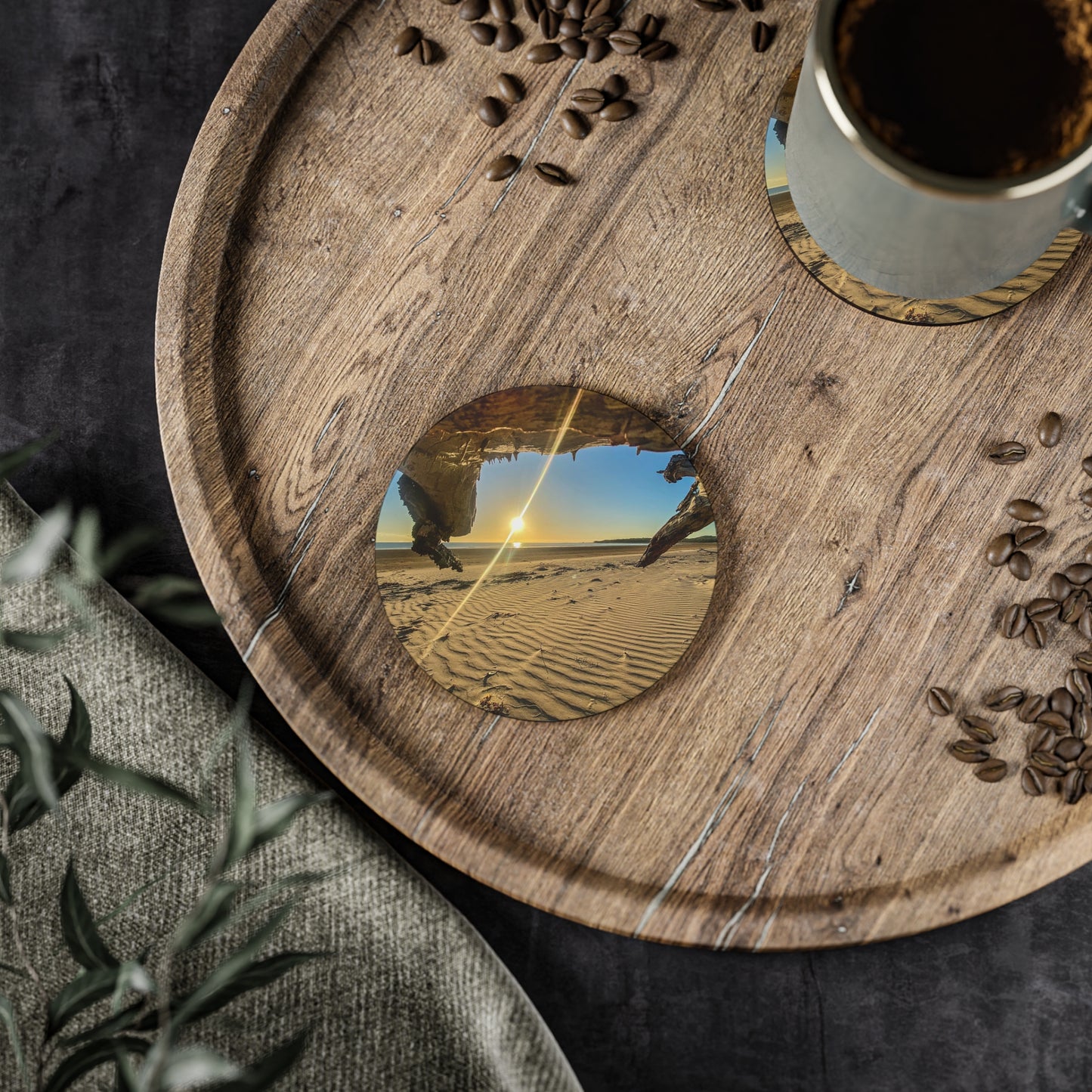 Sunrise Beach Coasters - Nature-Inspired Drink Coasters for Home Decor