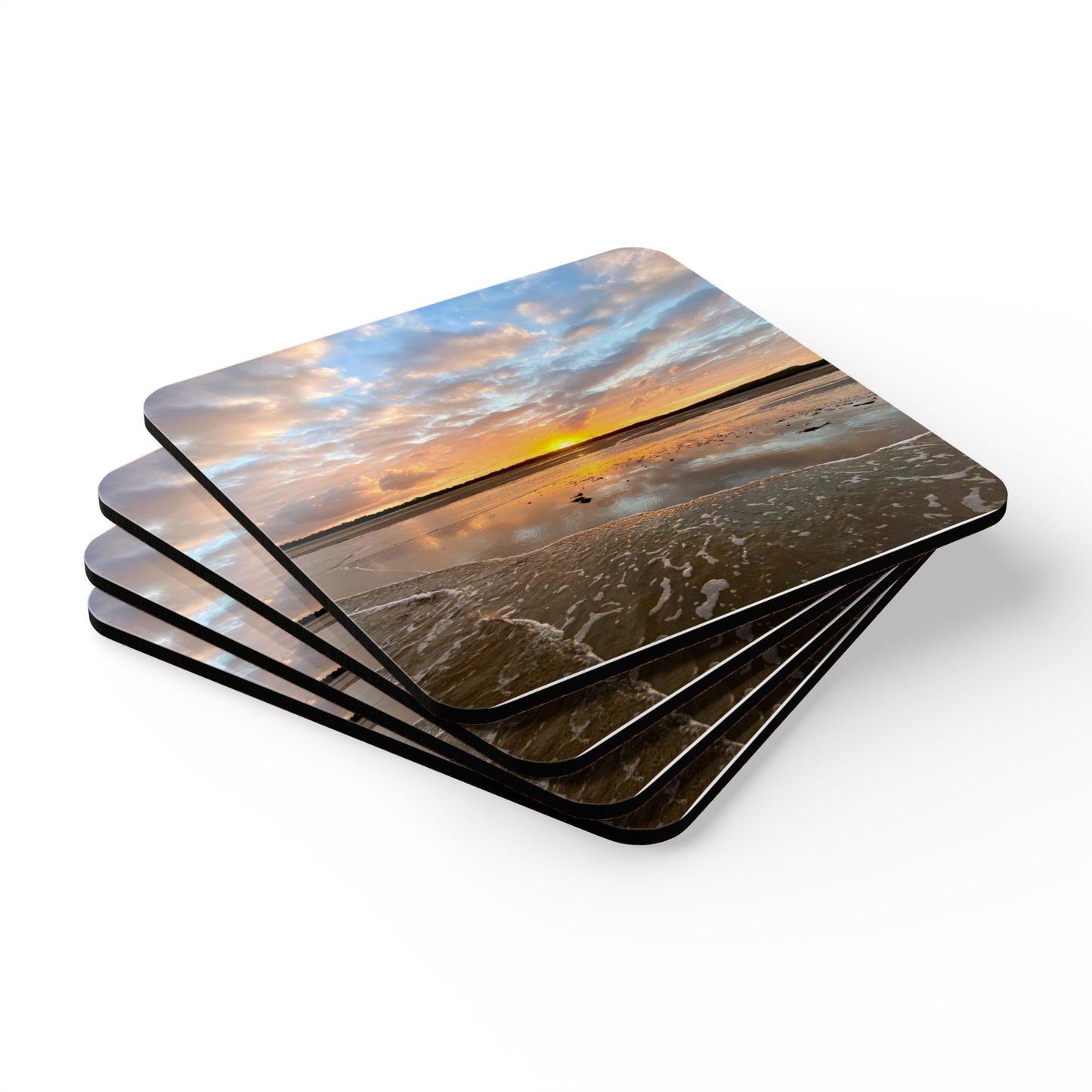 Sunset Beach Corkwood Coaster Set - Ideal for Home Decor and Gifts
