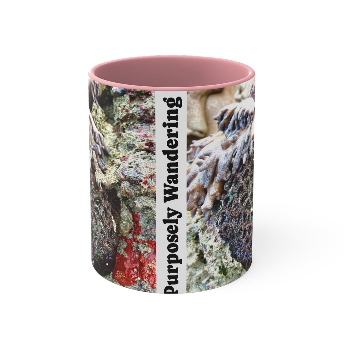 Purposely Wandering Coral Accent Mug - 11oz Colorful Coffee Cup
