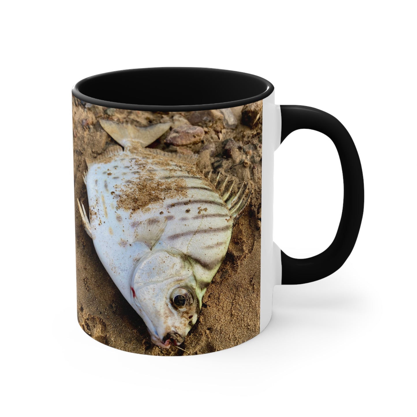 Purposeful Wandering Scat Fish Accent Mug – 11oz Colorful Coffee Cup for Nature Lovers