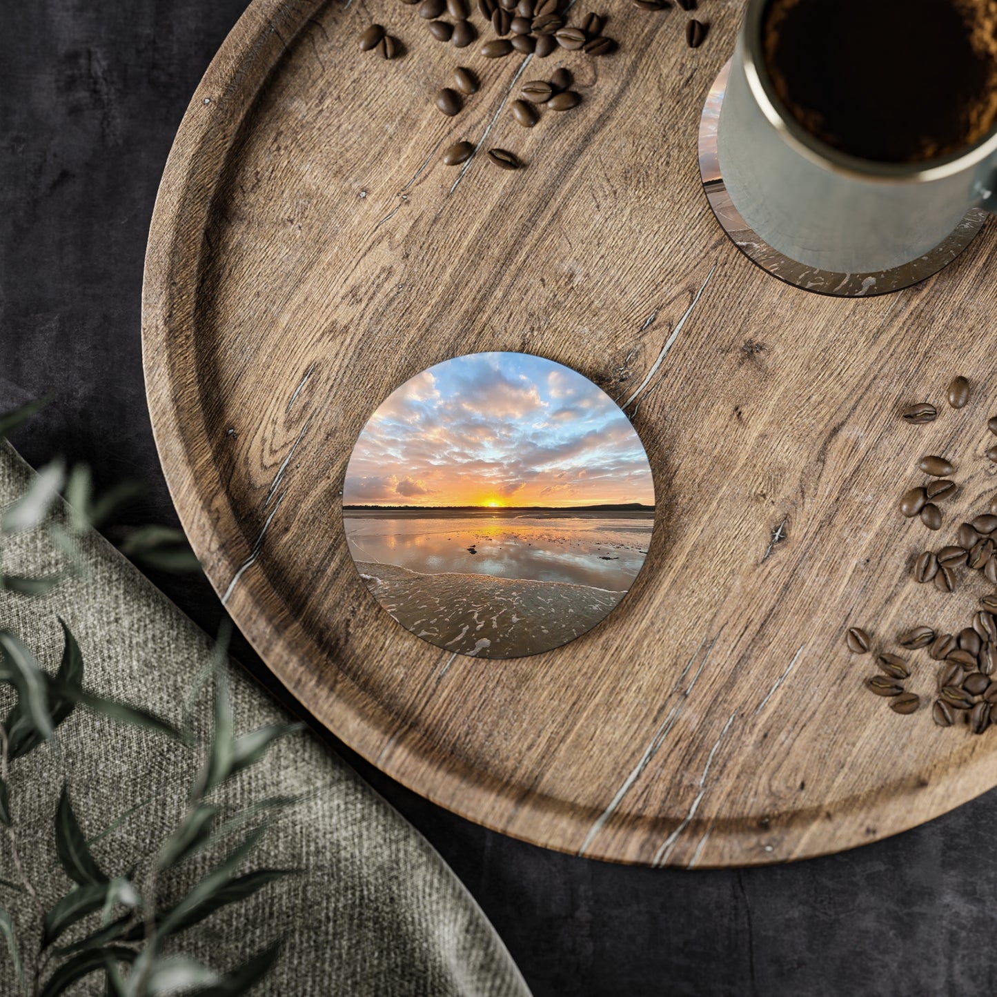 Sunset Beach Coasters - Coastal Home Decor for Relaxation & Gifting