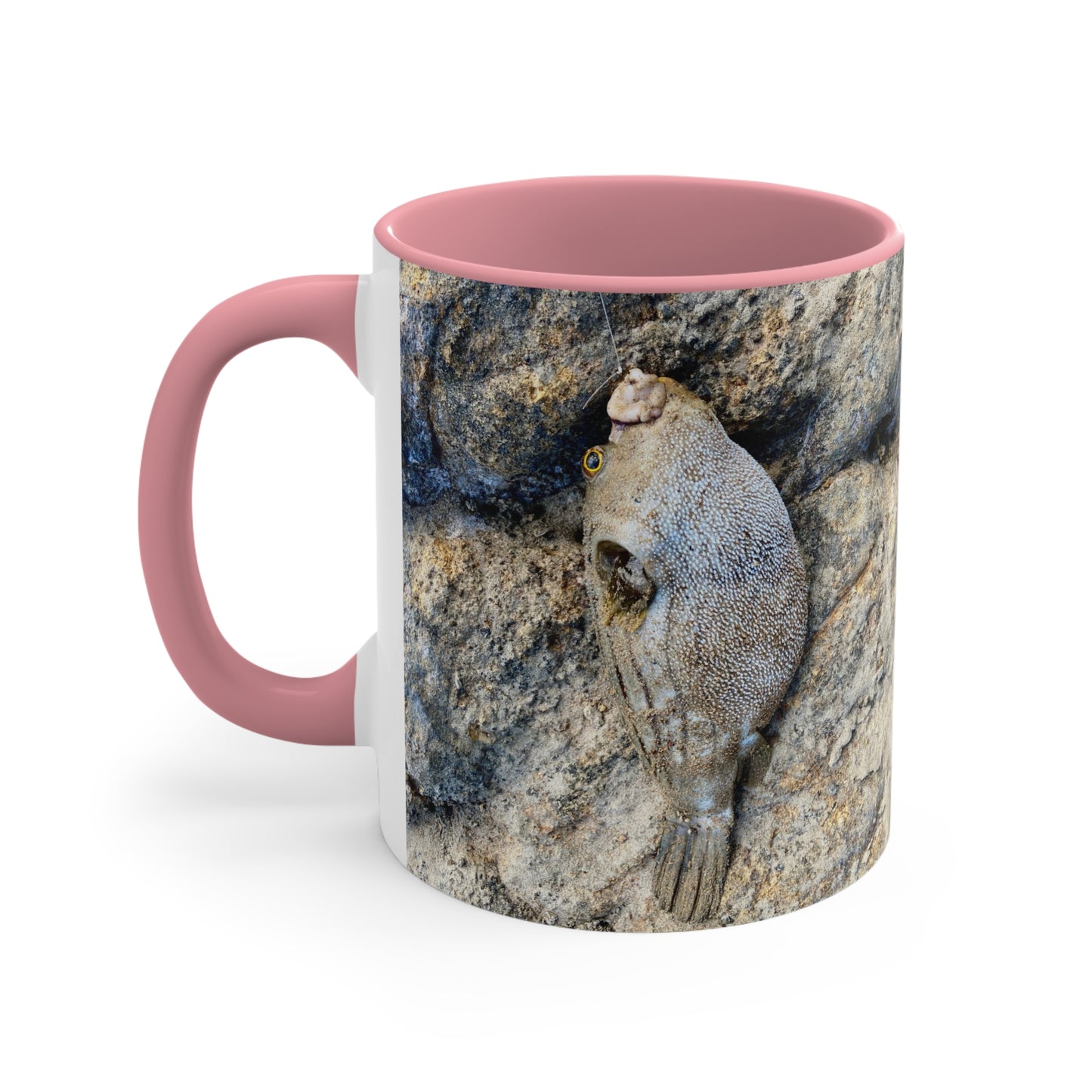 Fishing inspired- Puffer fish - Purposefully Wandering Colorful Accent Mug - 11oz Ceramic Coffee Cup