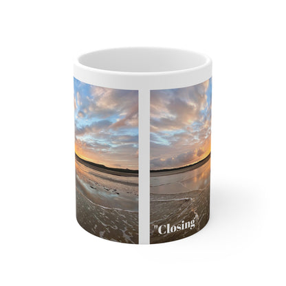 “Closing” White Ceramic Mug, 11oz