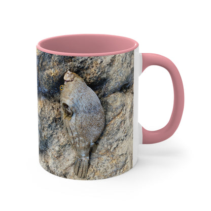 Fishing inspired- Puffer fish - Purposefully Wandering Colorful Accent Mug - 11oz Ceramic Coffee Cup