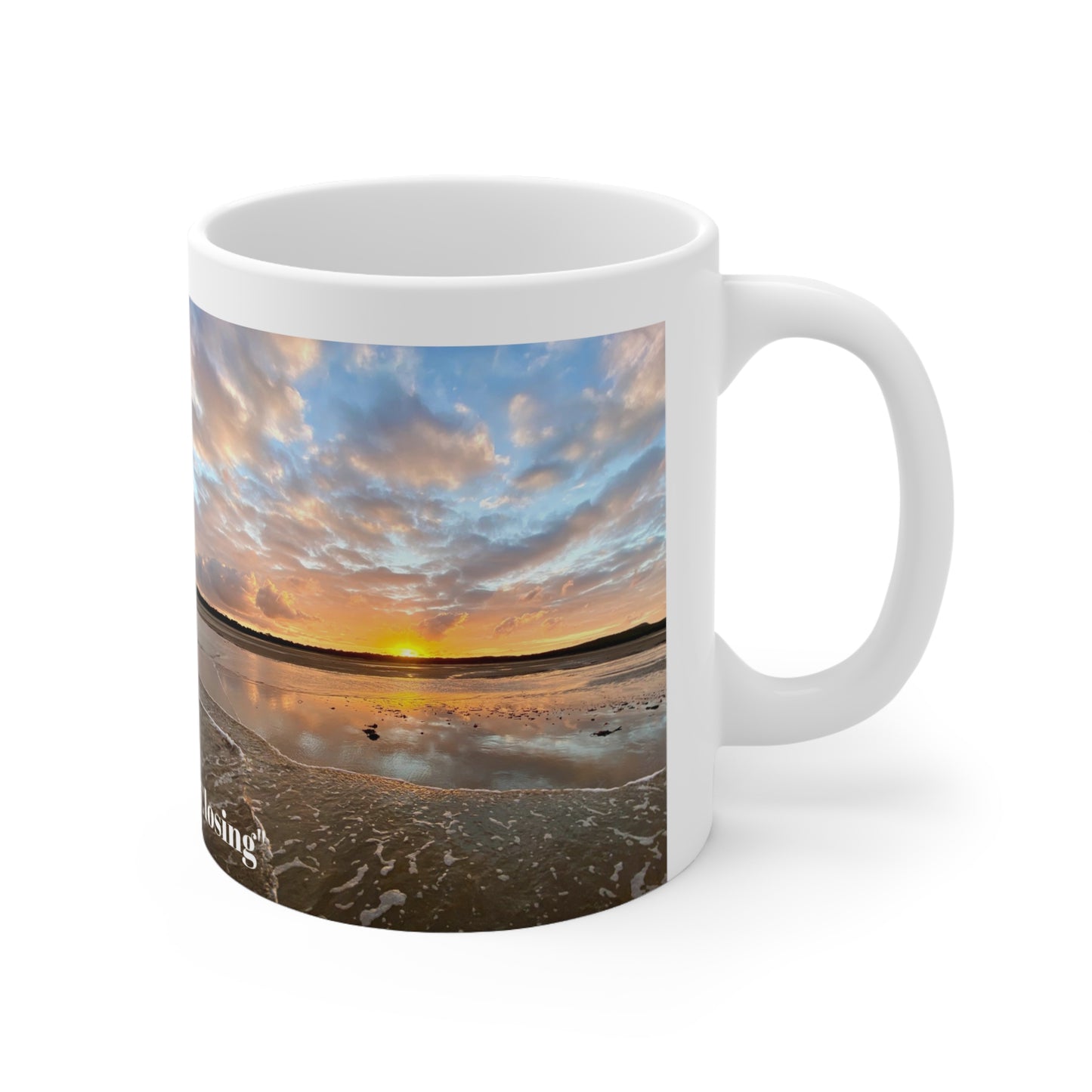 “Closing” White Ceramic Mug, 11oz